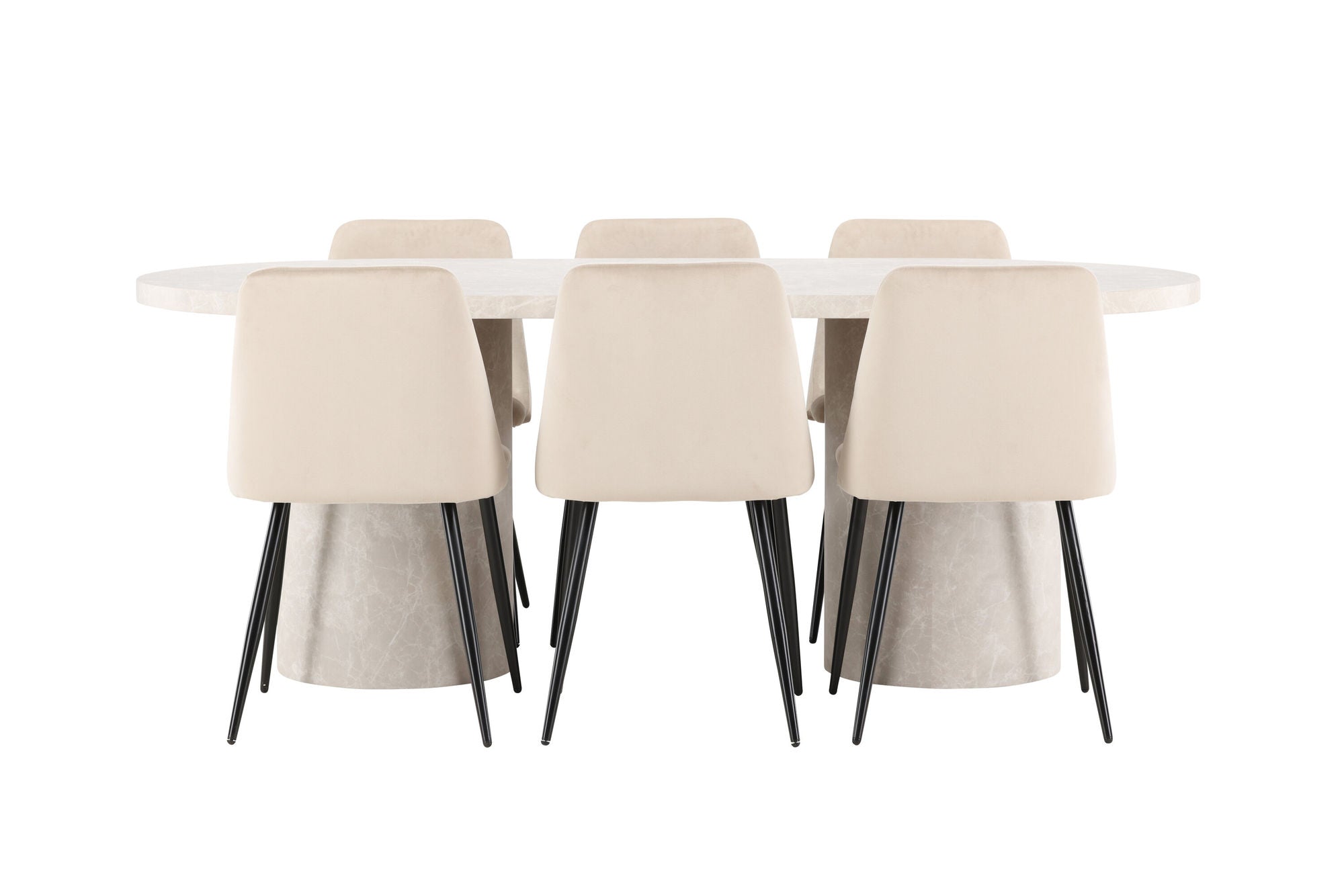 Venture Home Narvik bord - Beige with 6 Night stol - Black / Beige
