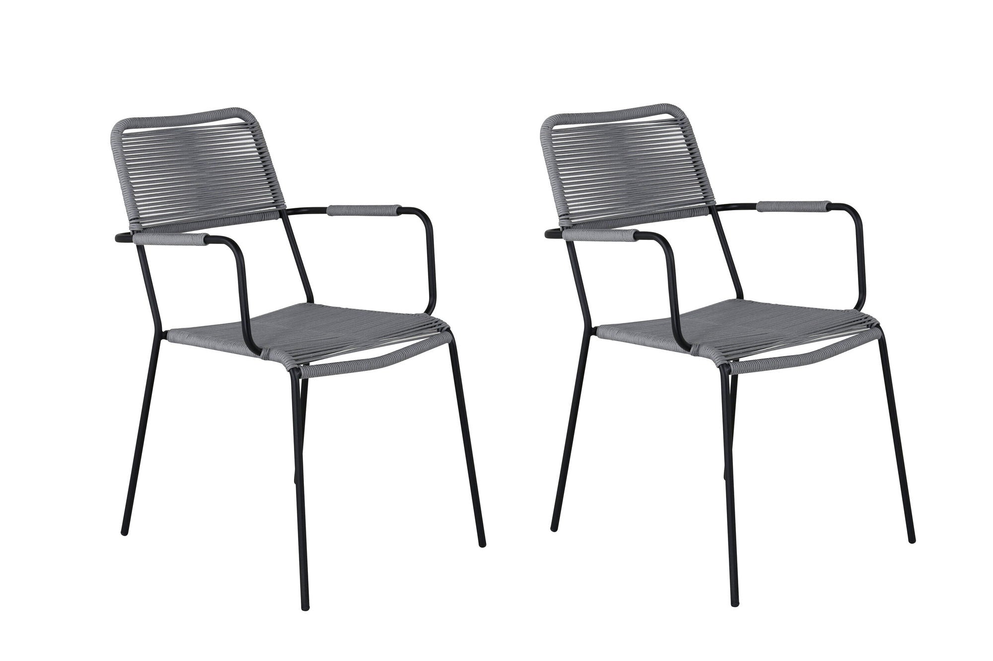 Venture Home Lindos Armchair 2-pack - Black Alu / Grey Rope