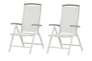 Venture Home Albany 5:pos Stol 2-pack - Vit Aluminium/Vit Textilene/Aintwood