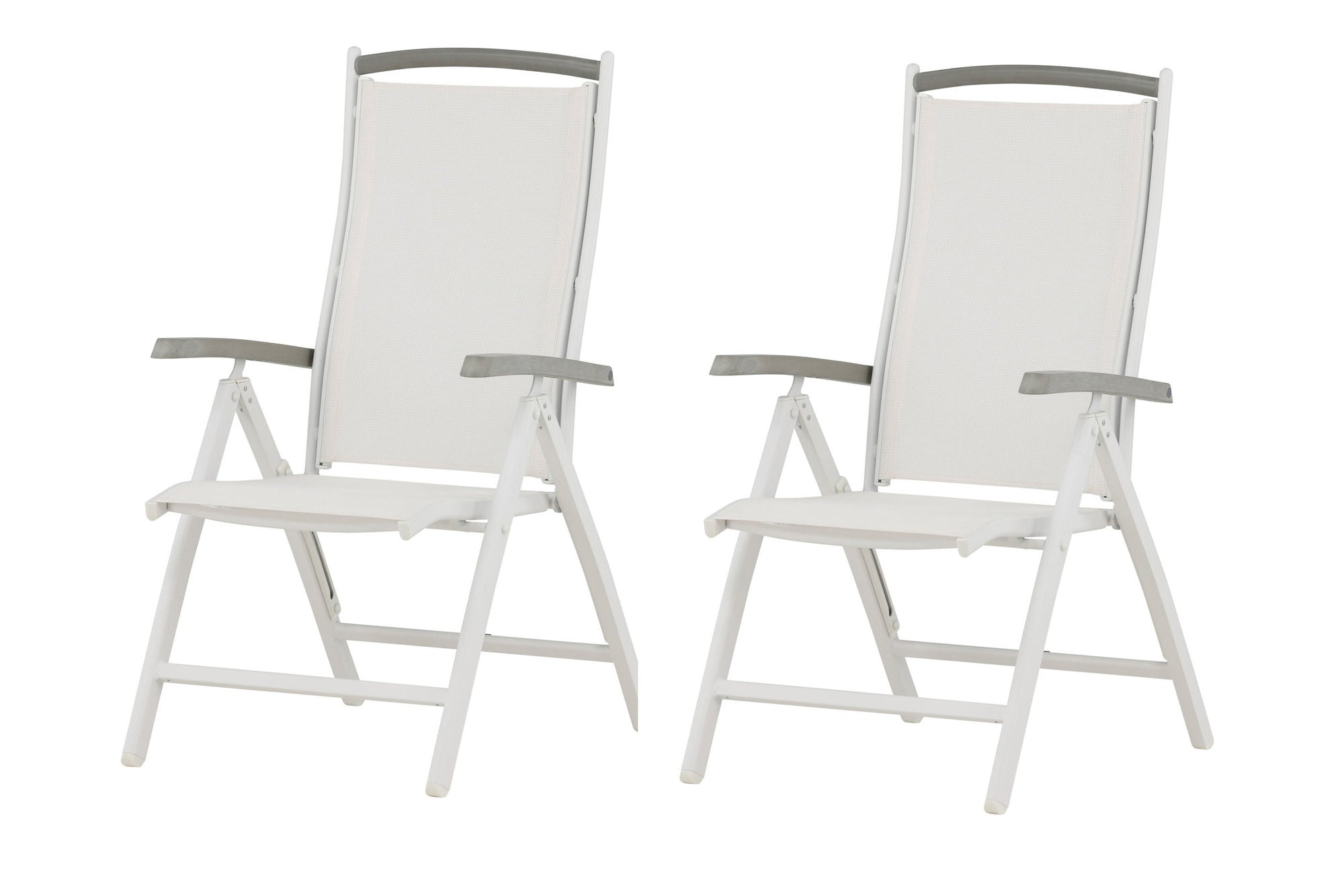 Venture Home Albany 5:pos Stol 2-pack - Vit Aluminium/Vit Textilene/Aintwood