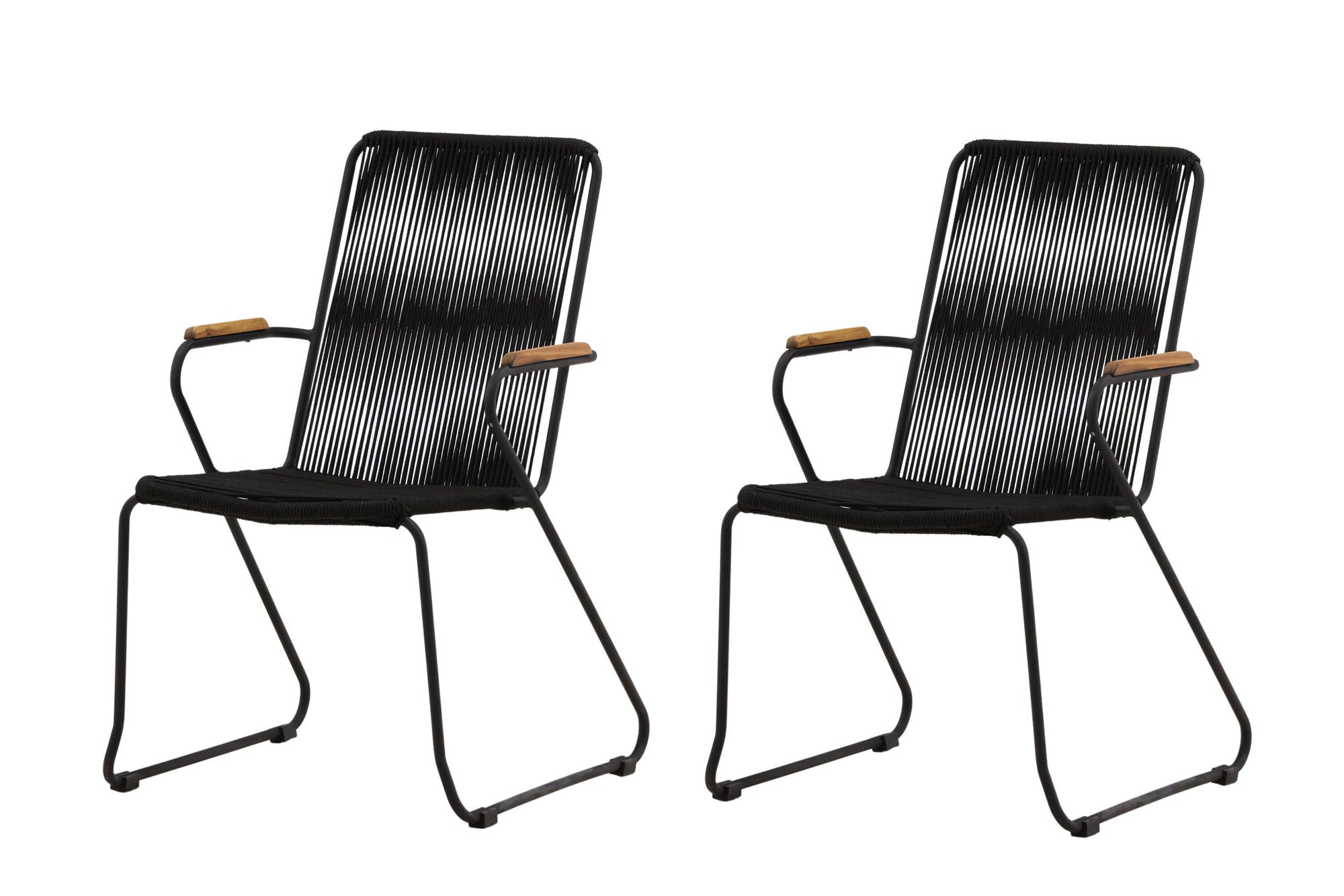 Venture Home Bois Armchair 2-pack - Black Alu / Black Rope / Acacia