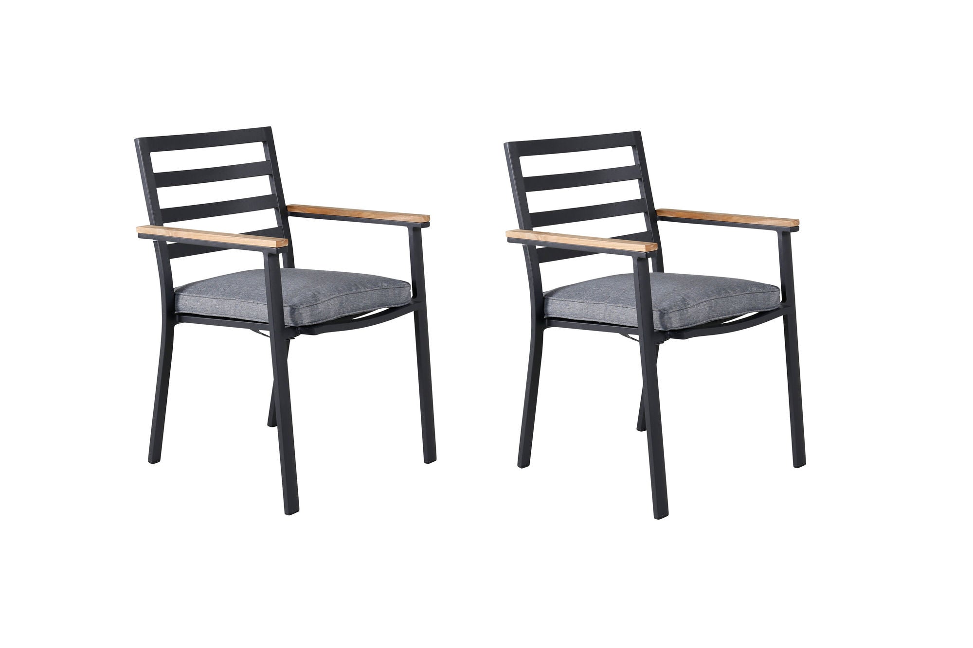 Venture Home Brasilia Karmstol 2-pack (stapelbar) - Svart Alu / Teak