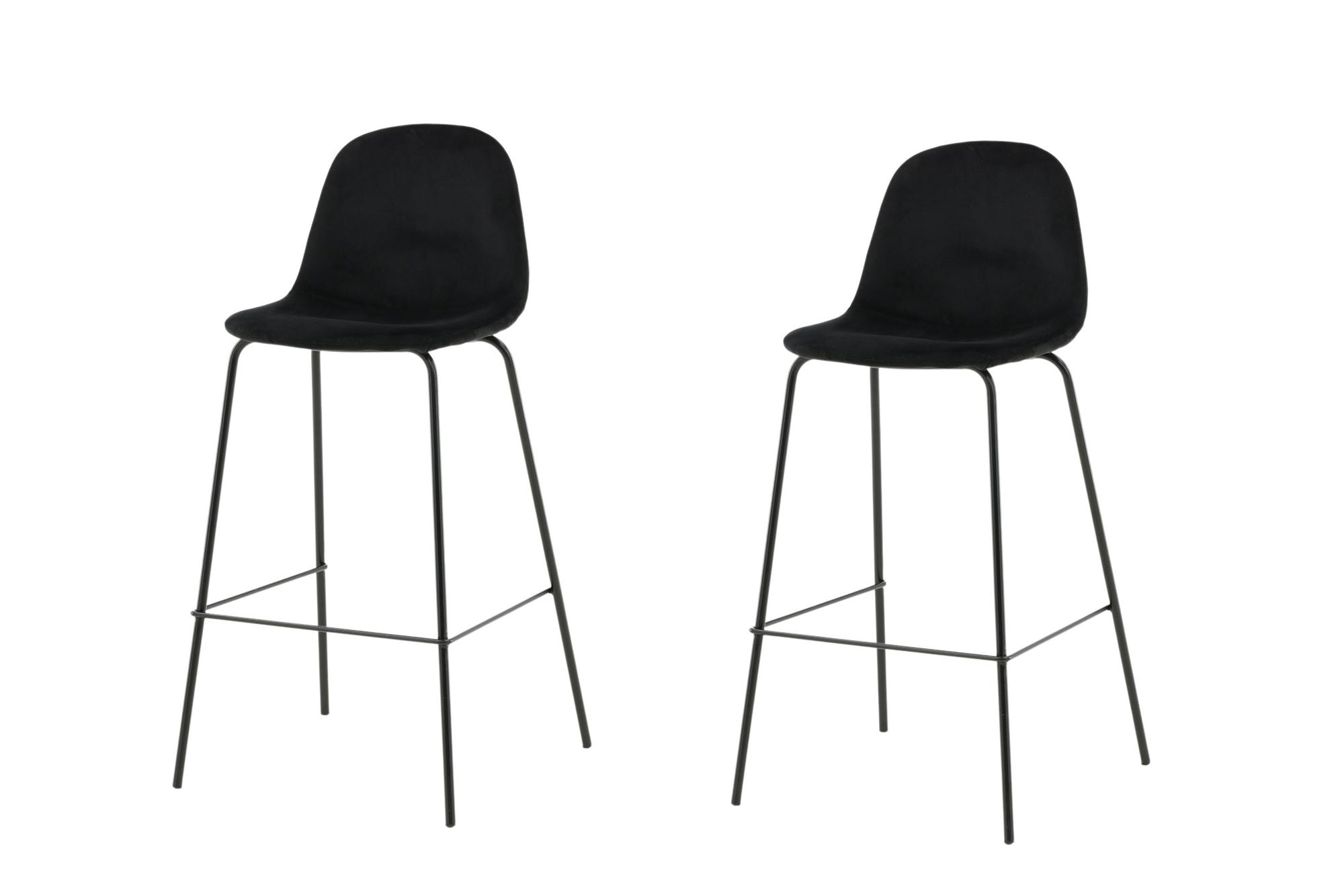 Venture Home Polar Bar stol 2-pack - Black Velvet - Black Legs