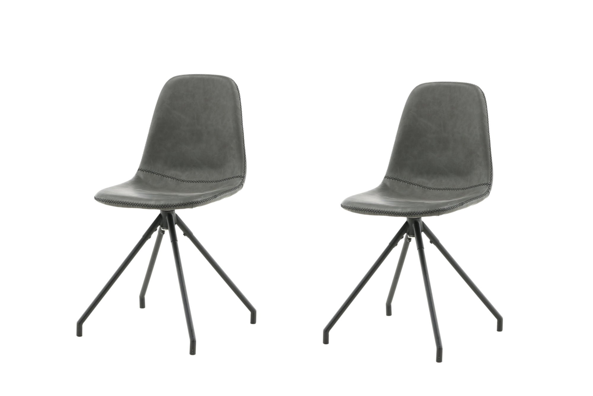 Venture Home Polar Spisebordsstol With Spin Function 2-pack - Black Legs - Black PU - Black Stitches