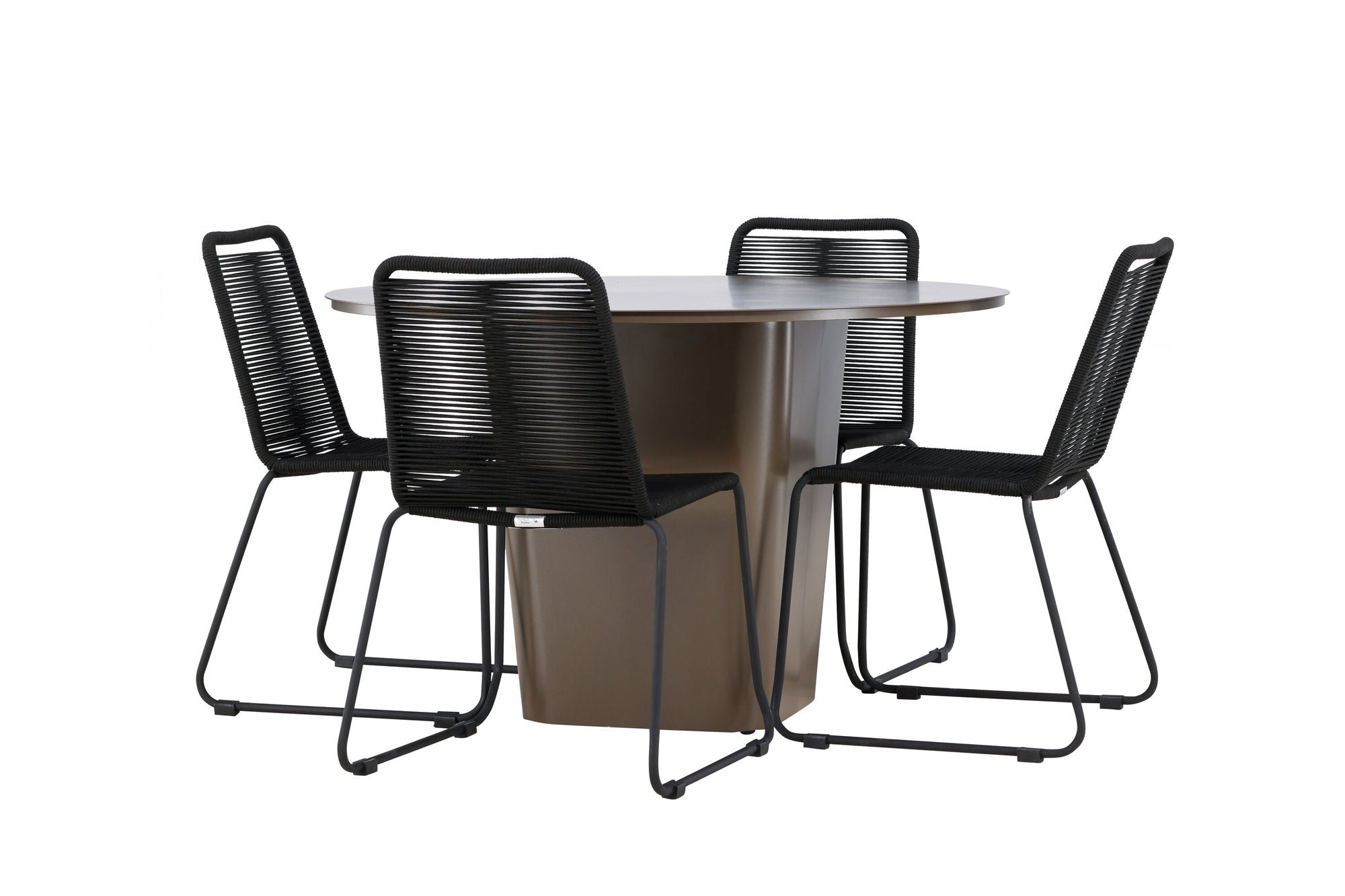 Venture Home Santa Fe spisebord ø120 - Roasty +Lindos Stacking stol - Black Alu / Black Rope _4