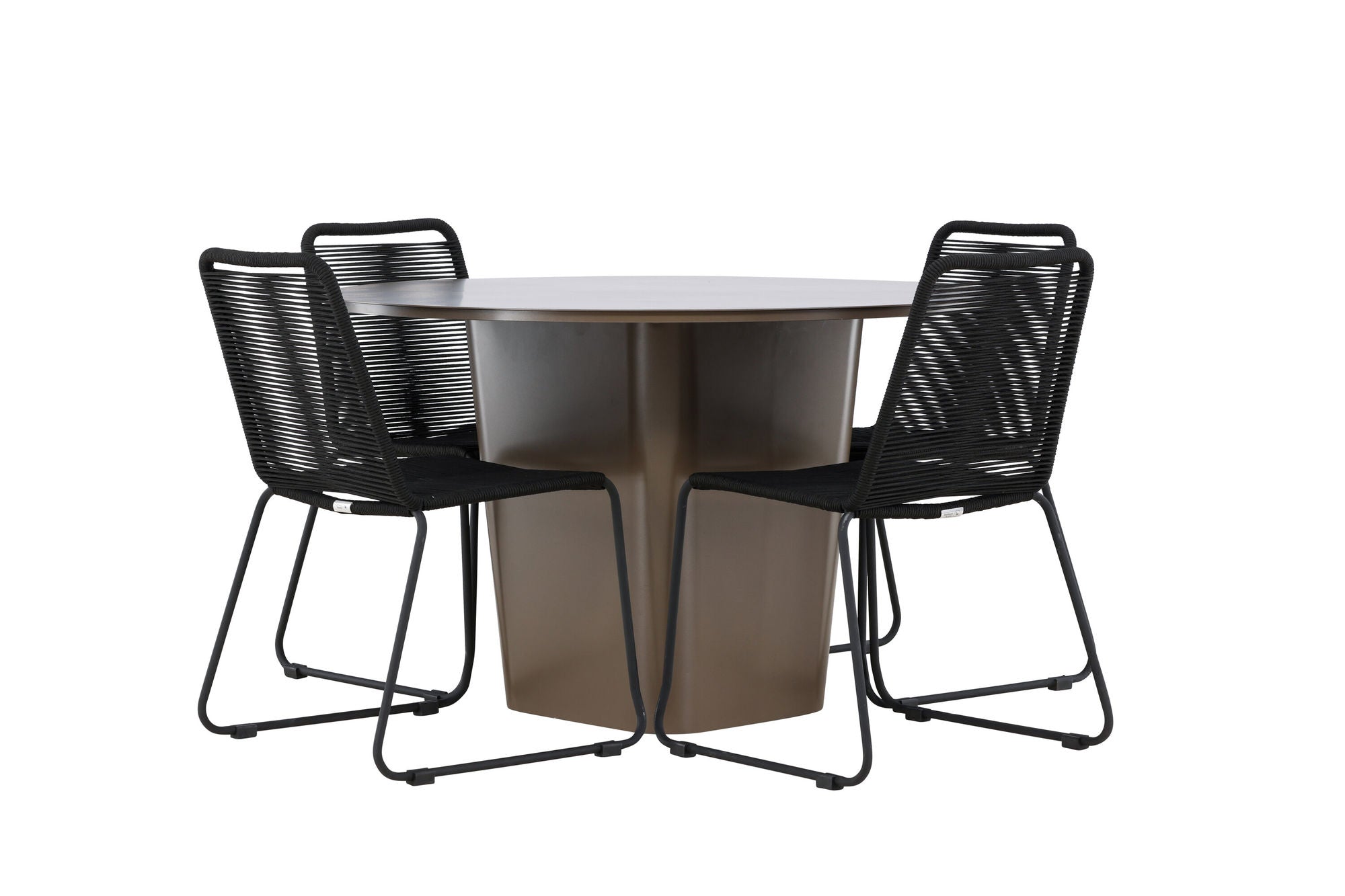 Venture Home Santa Fe spisebord ø120 - Roasty +Lindos Stacking stol - Black Alu / Black Rope _4