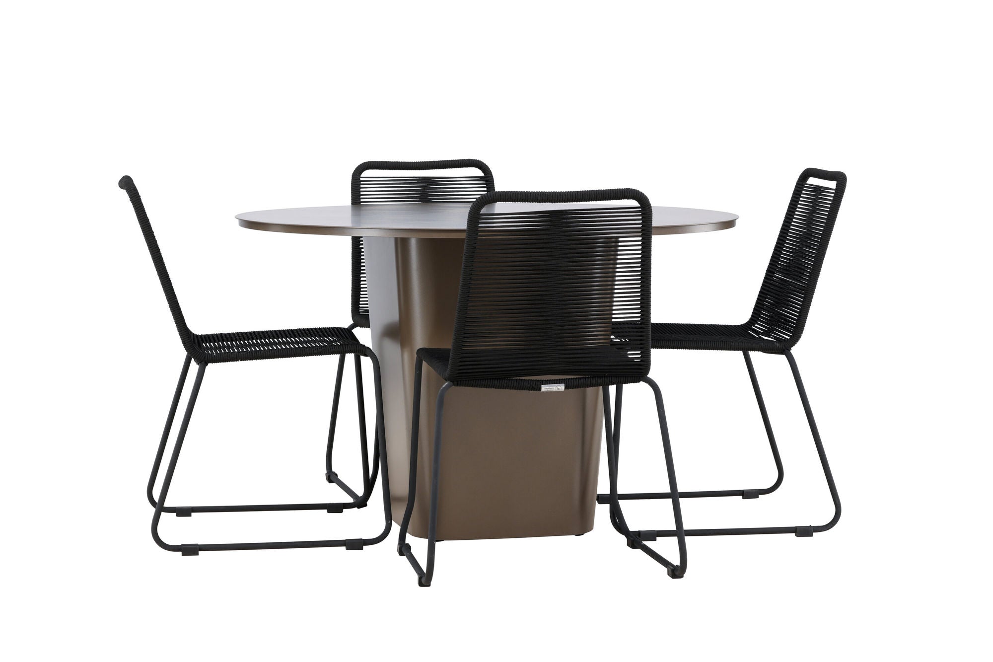Venture Home Santa Fe spisebord ø120 - Roasty +Lindos Stacking stol - Black Alu / Black Rope _4