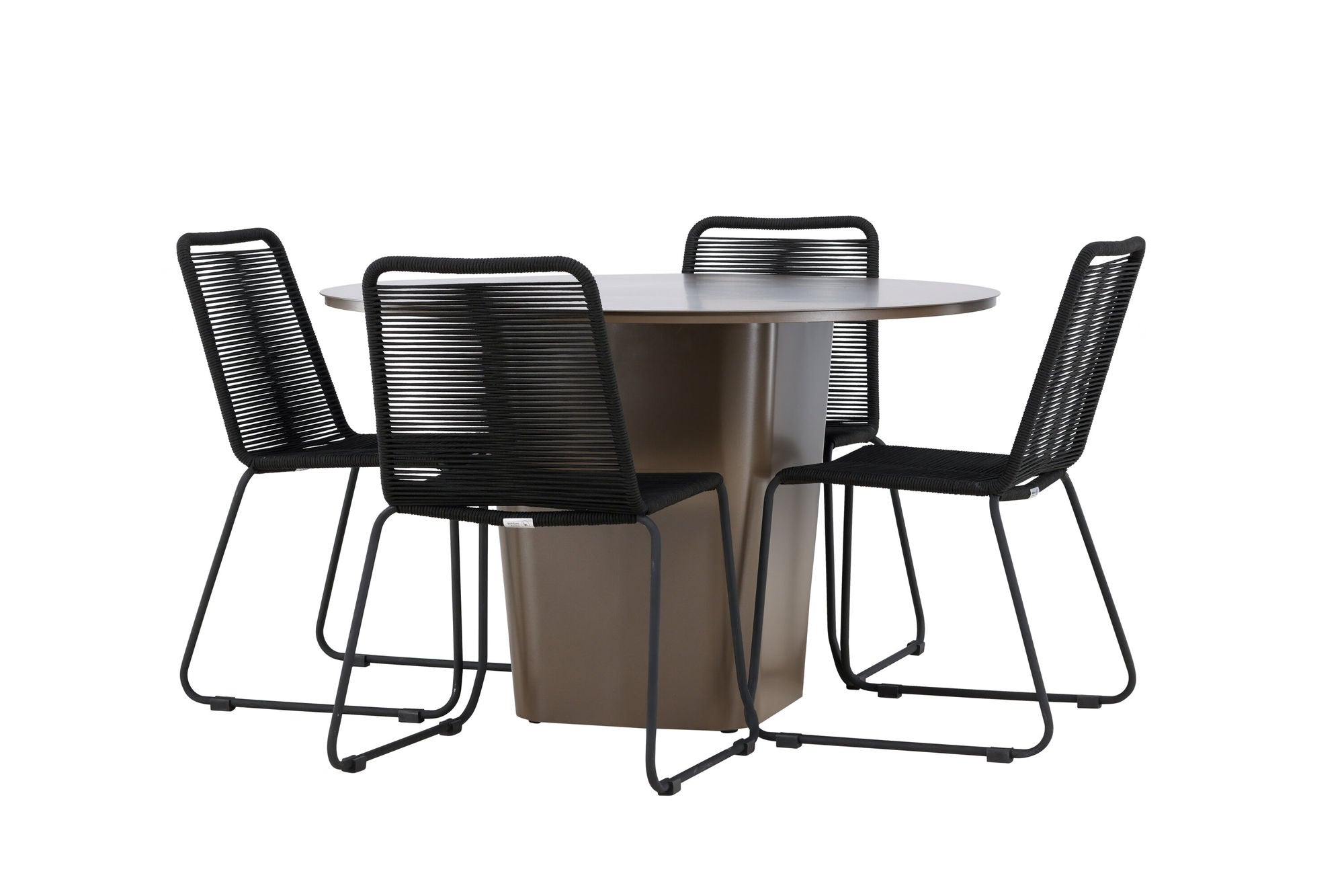 Venture Home Santa Fe spisebord ø120 - Roasty +Lindos Stacking stol - Black Alu / Black Rope _4