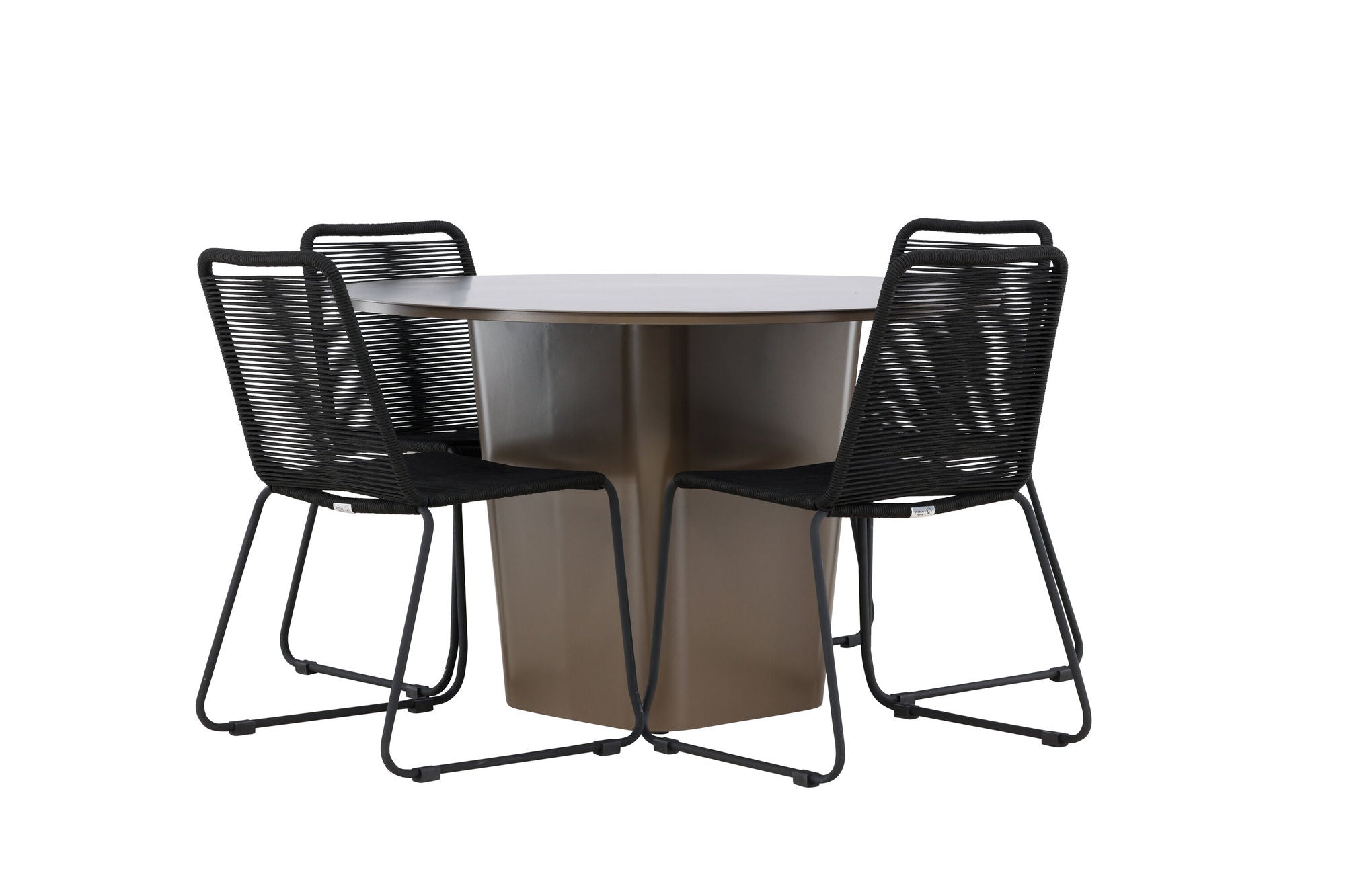 Venture Home Santa Fe spisebord ø120 - Roasty +Lindos Stacking stol - Black Alu / Black Rope _4