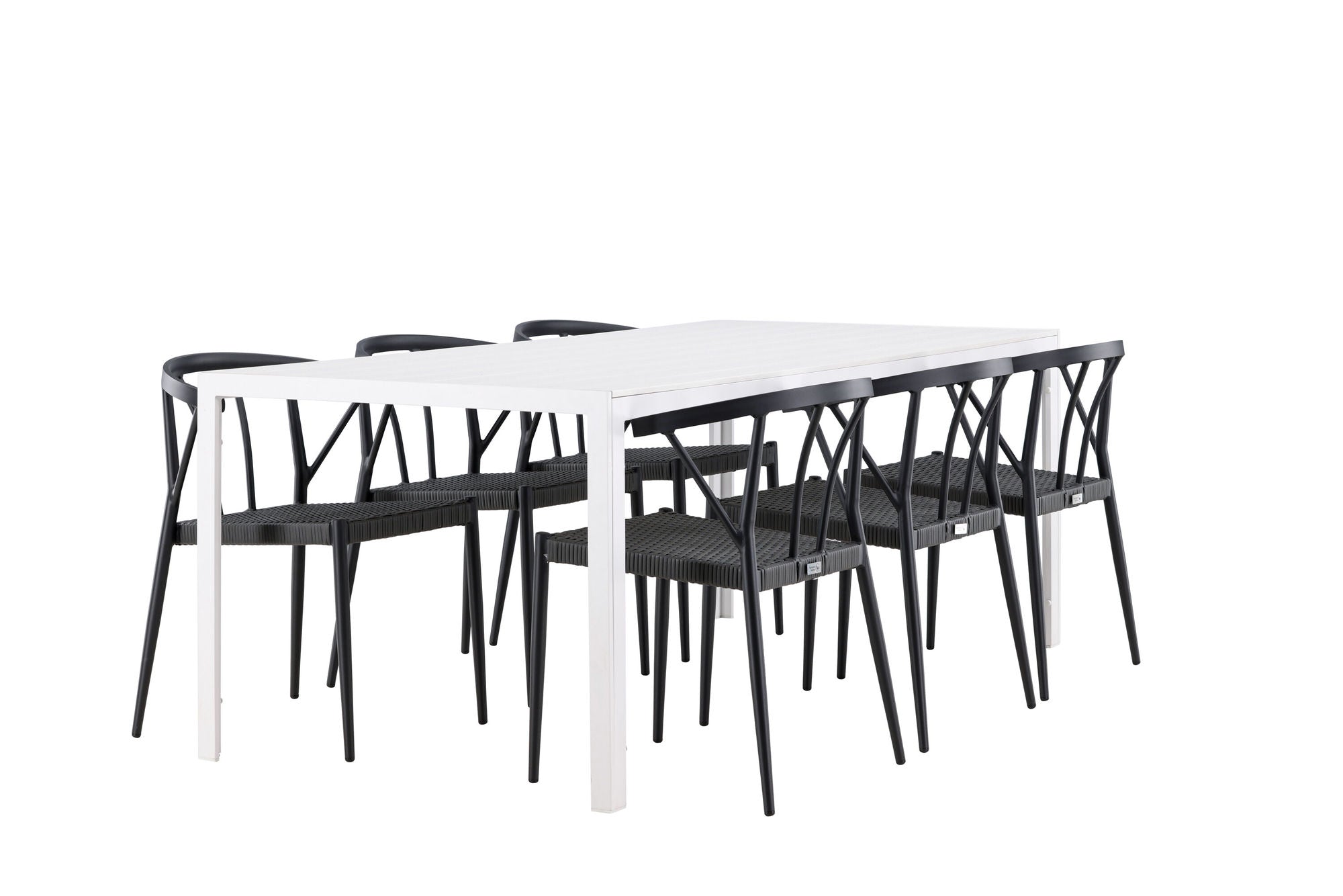 Venture Home Break spisebord - White / White Aintwood +Stina - Spisebordsstol- Black - Alu/wicker - NEED Higher Seat hegiht! _6