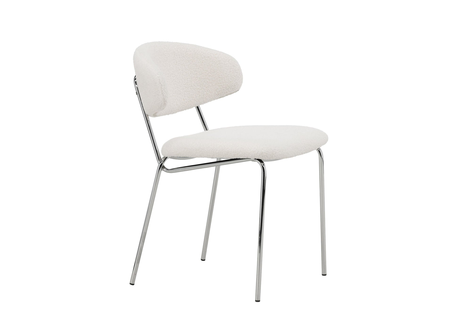 Venture Home Chico Spisebordsstol 2-Pack - Steel Chrome Legs / White Boucle