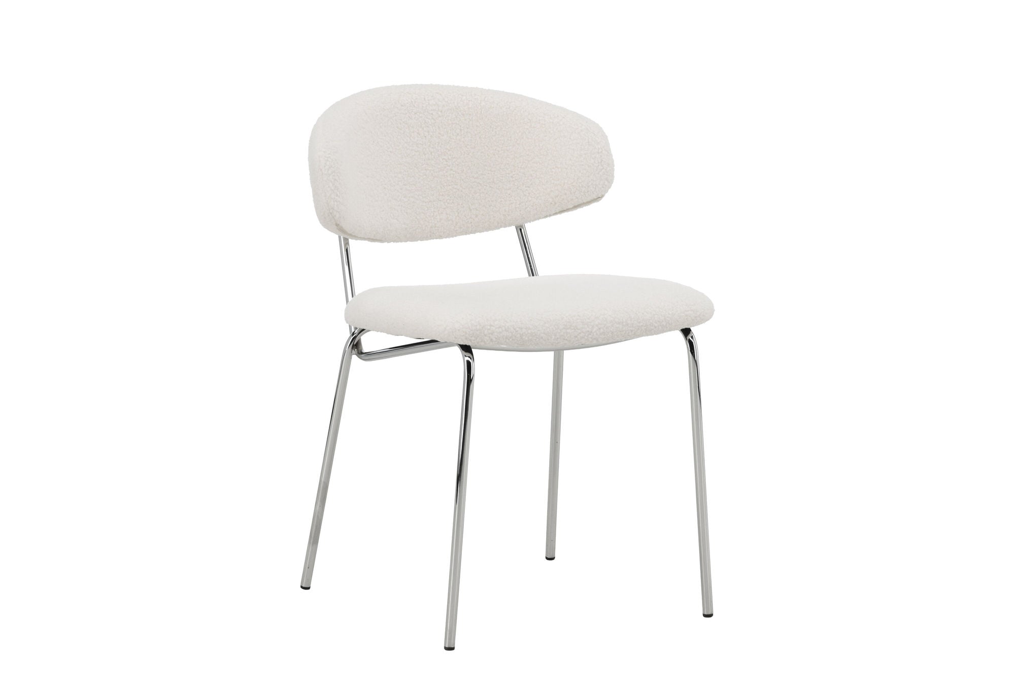 Venture Home Chico Spisebordsstol 2-Pack - Steel Chrome Legs / White Boucle