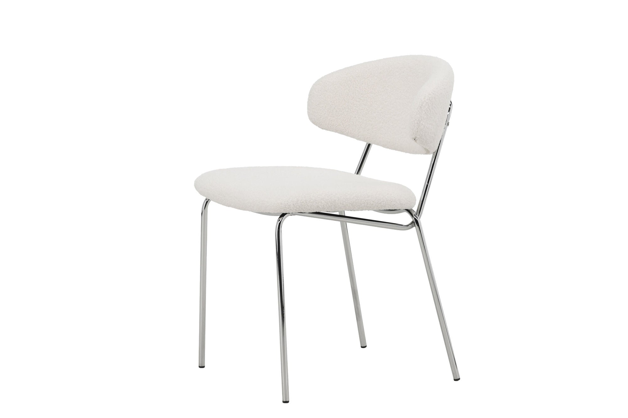 Venture Home Chico Spisebordsstol 2-Pack - Steel Chrome Legs / White Boucle