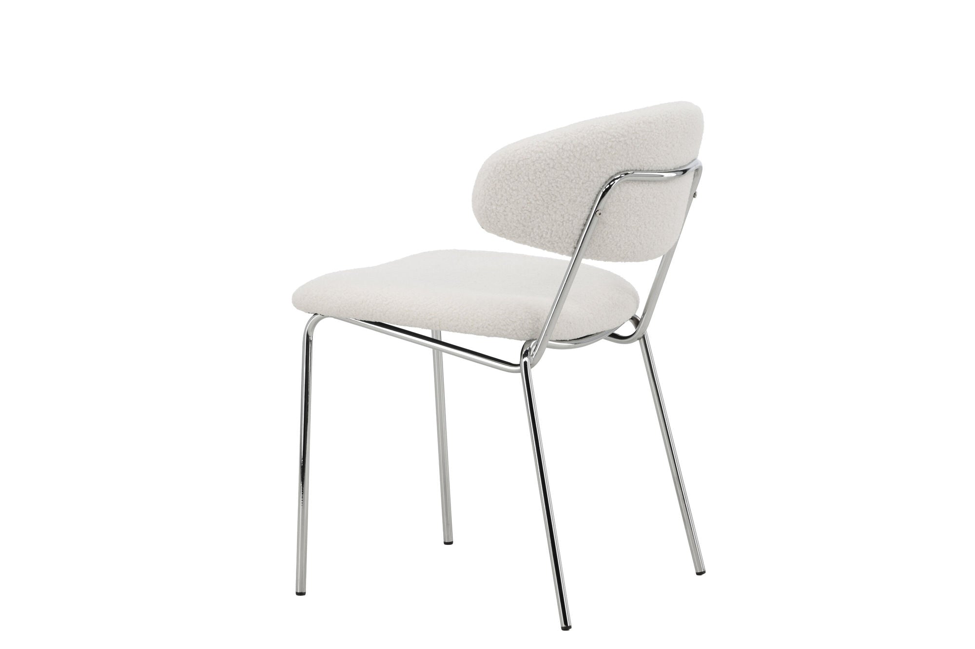 Venture Home Chico Spisebordsstol 2-Pack - Steel Chrome Legs / White Boucle