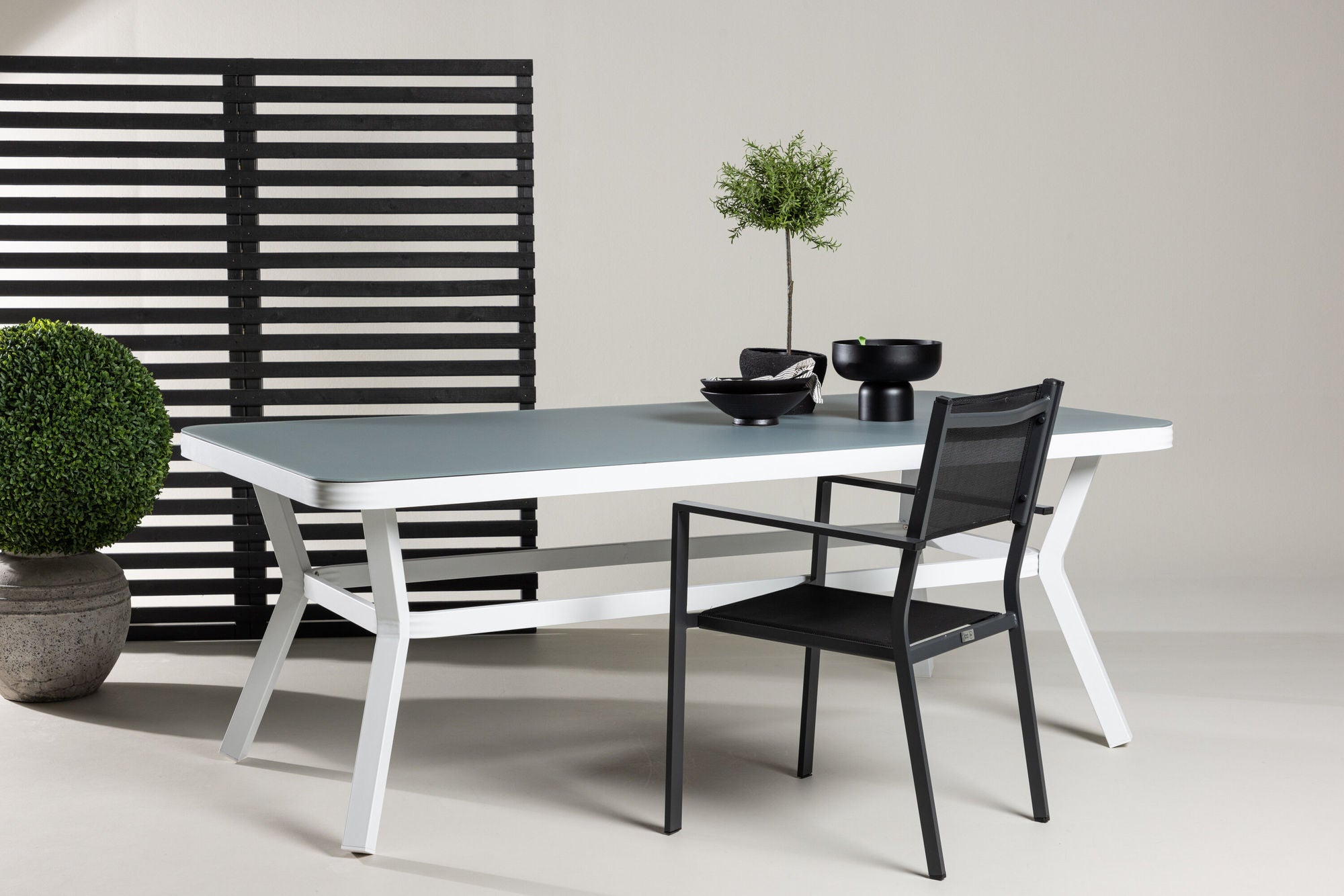 Venture Home Virya spisebord - White Alu / Grey Glass - big bord