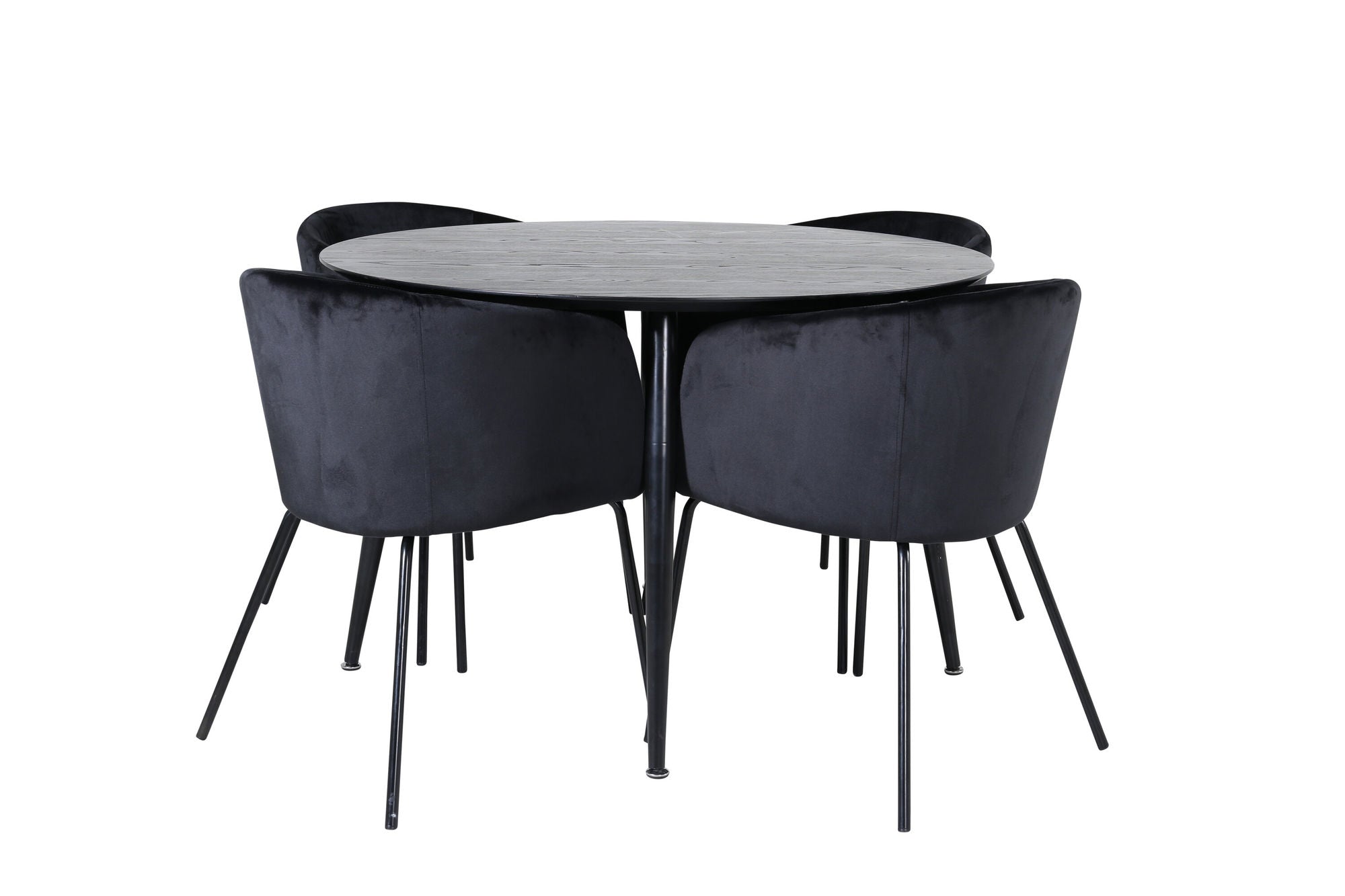 Venture Home Dipp spisebord - 115cm - Black Veneer / All black legs +Berit stol - Black / Black Velvet_4