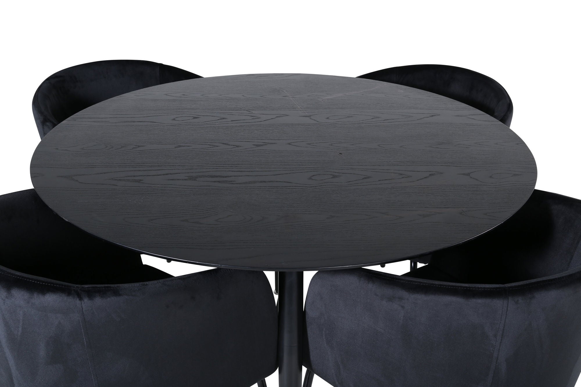 Venture Home Dipp spisebord - 115cm - Black Veneer / All black legs +Berit stol - Black / Black Velvet_4