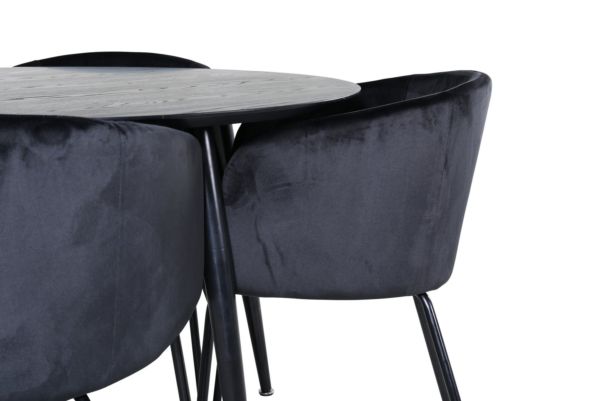 Venture Home Dipp spisebord - 115cm - Black Veneer / All black legs +Berit stol - Black / Black Velvet_4