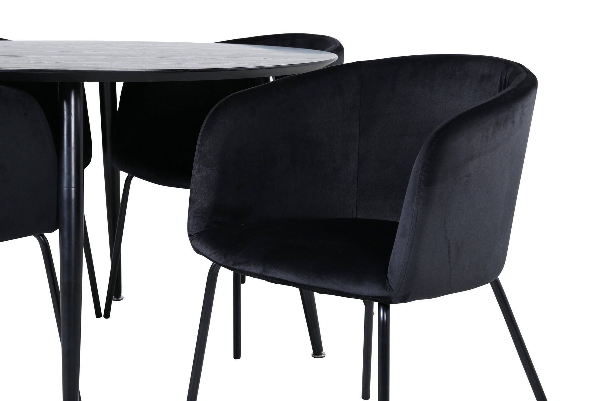 Venture Home Dipp spisebord - 115cm - Black Veneer / All black legs +Berit stol - Black / Black Velvet_4
