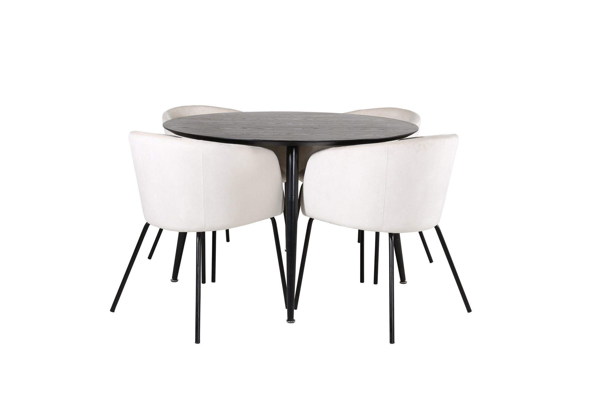 Venture Home Dipp spisebord - 115cm - Black Veneer / All black legs +Berit stol - Black / Beige Velvet_4