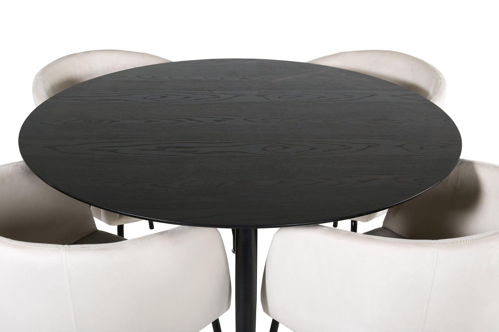 Venture Home Dipp spisebord - 115cm - Black Veneer / All black legs +Berit stol - Black / Beige Velvet_4