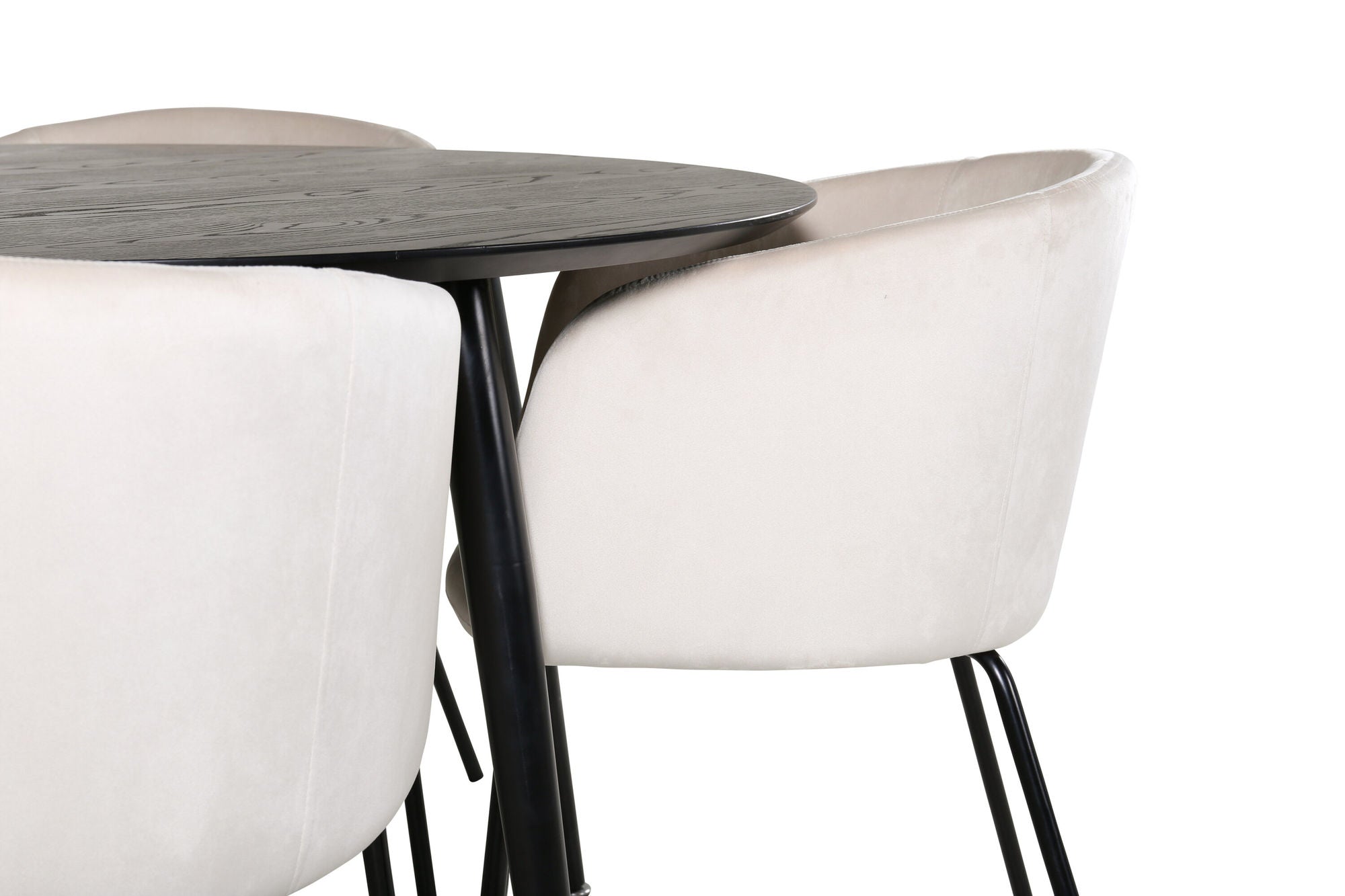 Venture Home Dipp spisebord - 115cm - Black Veneer / All black legs +Berit stol - Black / Beige Velvet_4