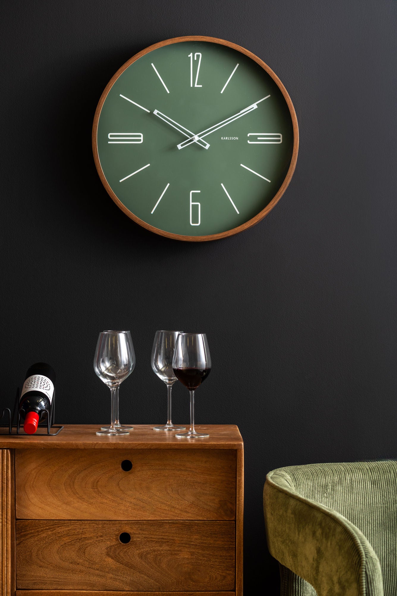 KARLSSON Wall clock Marcado large jungle green