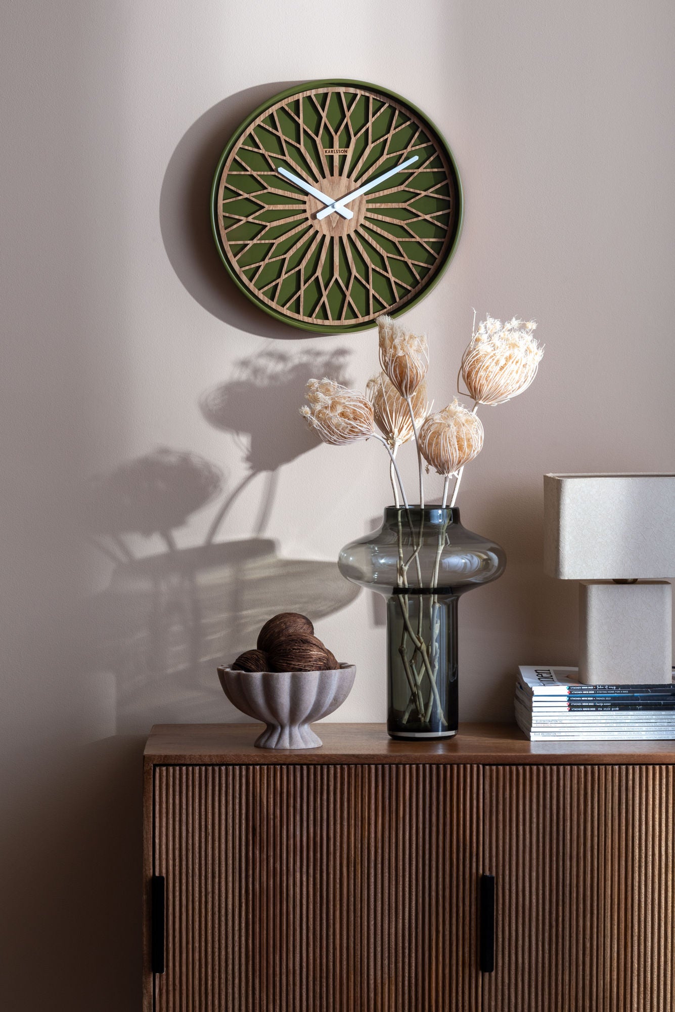 KARLSSON Wall clock Girasol luxury green