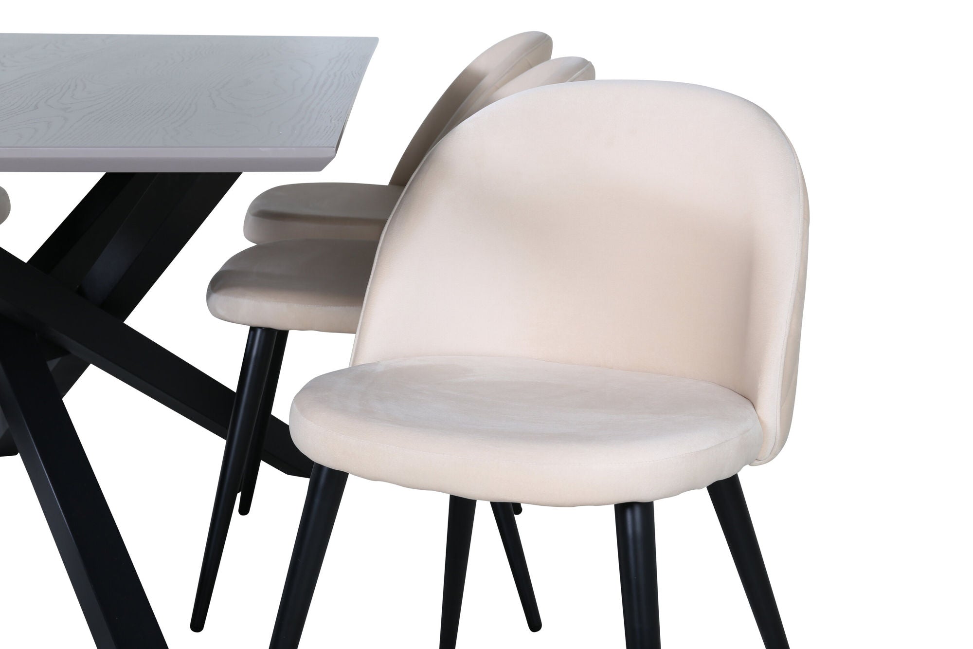 Venture Home Piazza spisebord - Black / Grey Veneer+Velvet Stitches stol - Black / Beige Velvet_6