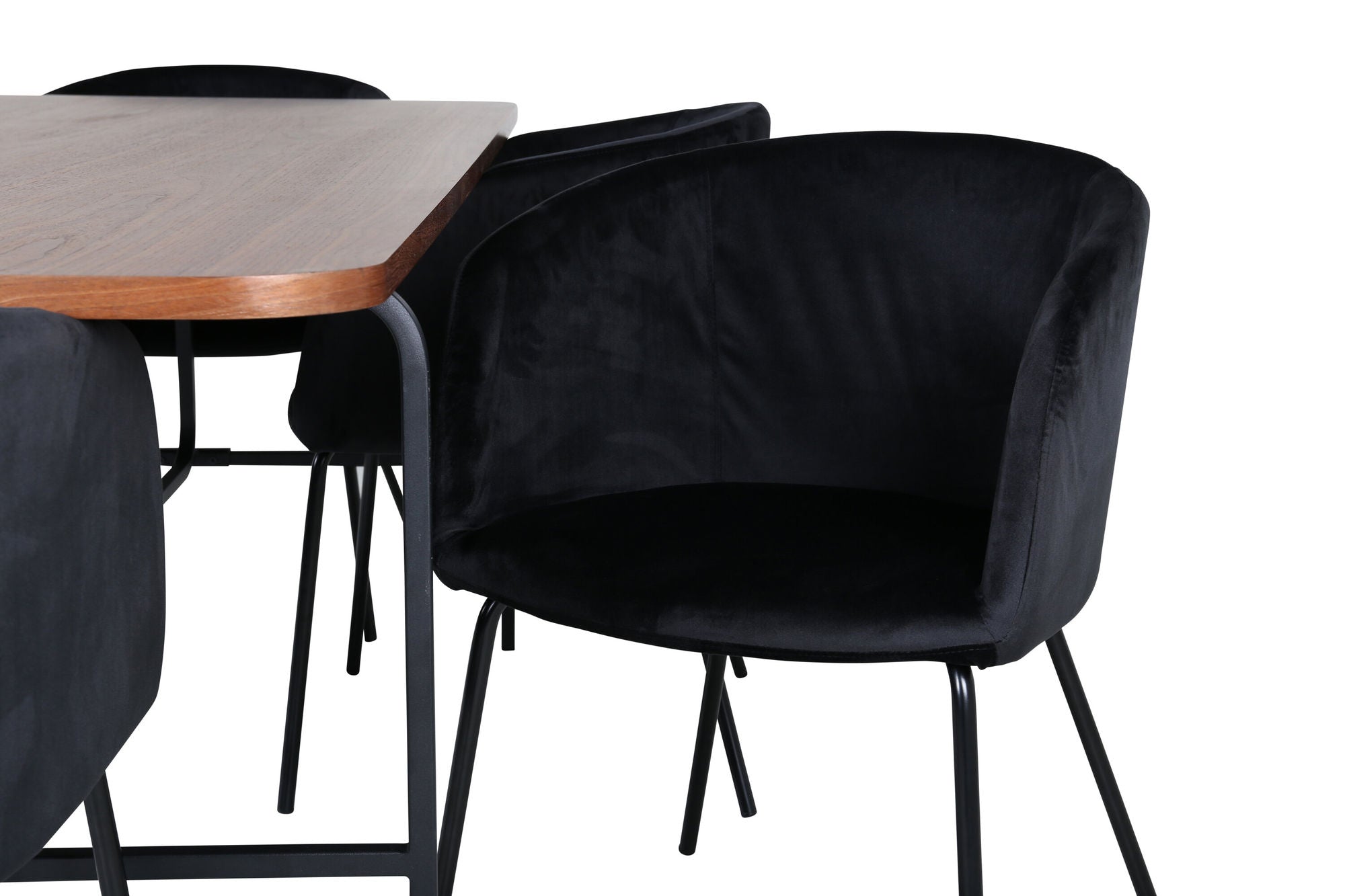 Venture Home Uno spisebord - Black / Walnut Veneer+Berit stol - Black / Black Velvet_6