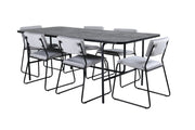Venture Home Uno spisebord - Black / Black Veneer+Kenth stol - Black / Light Grey Velvet_6