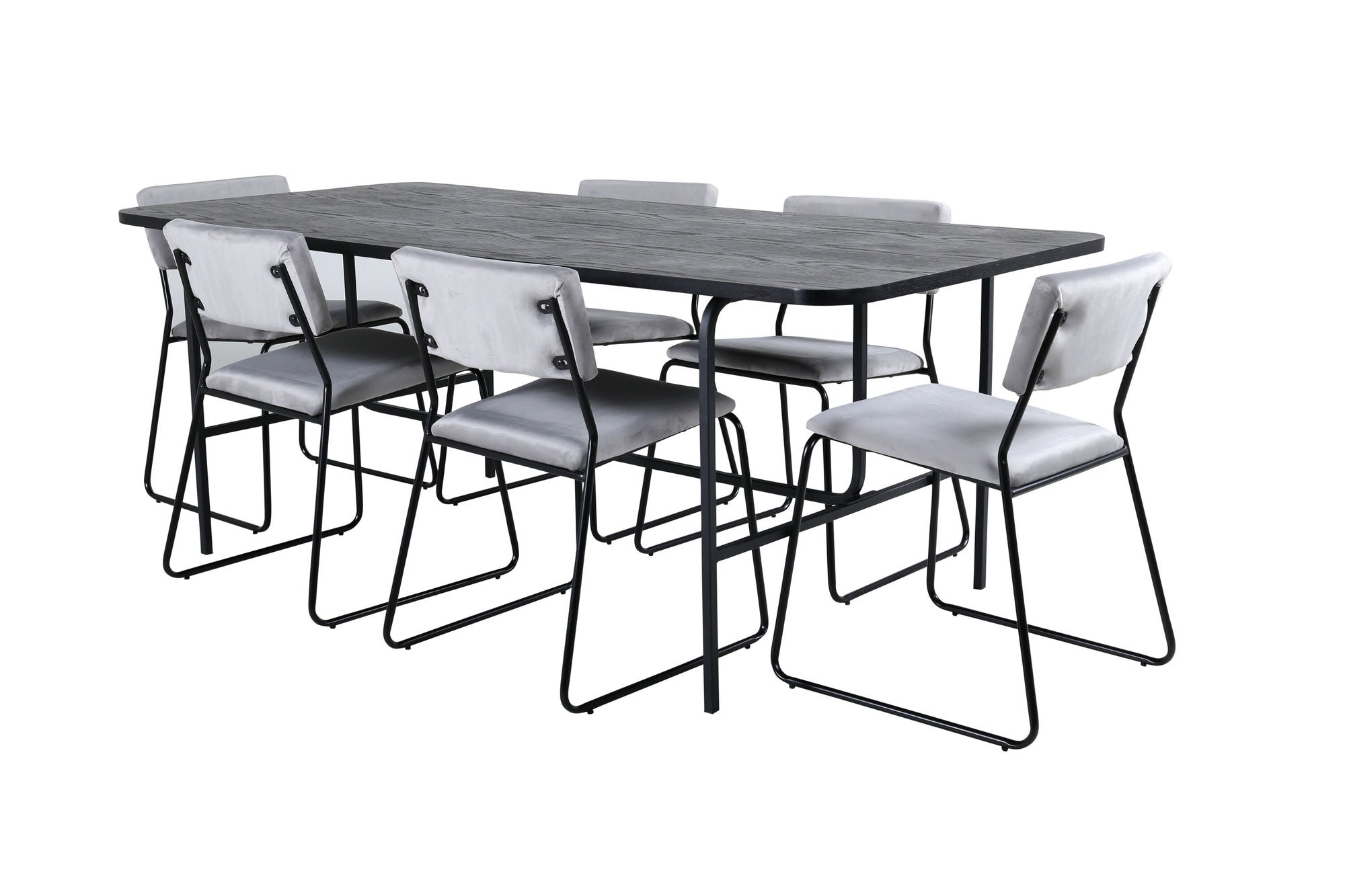 Venture Home Uno spisebord - Black / Black Veneer+Kenth stol - Black / Light Grey Velvet_6