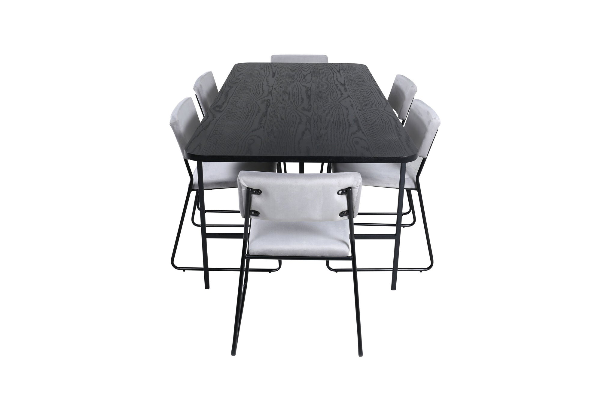 Venture Home Uno spisebord - Black / Black Veneer+Kenth stol - Black / Light Grey Velvet_6