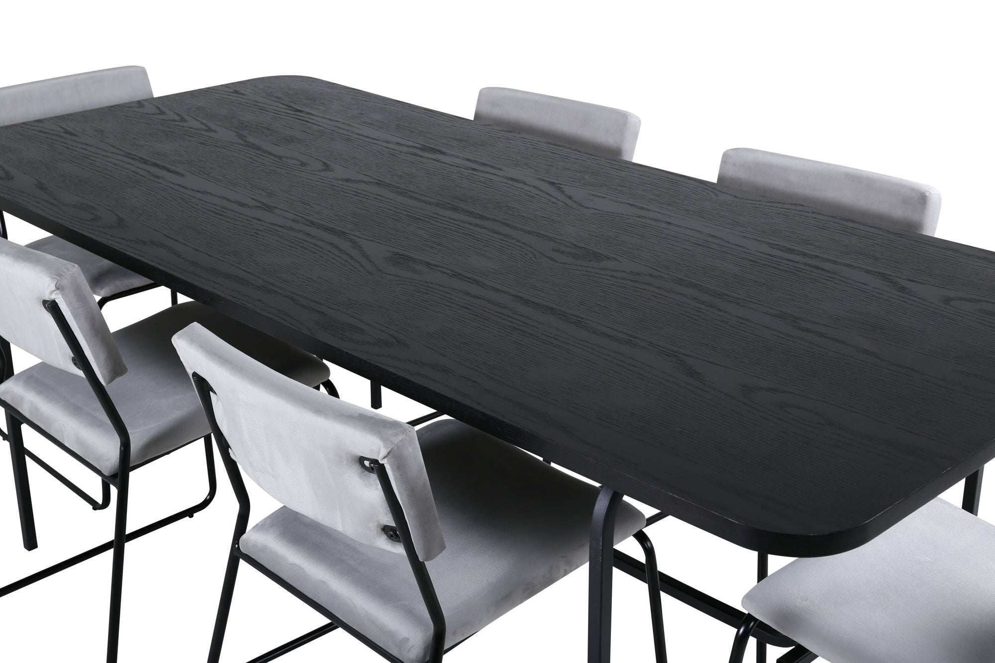 Venture Home Uno spisebord - Black / Black Veneer+Kenth stol - Black / Light Grey Velvet_6