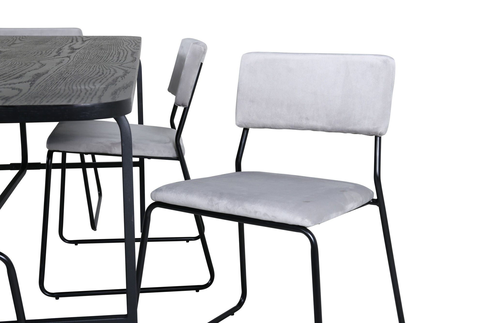 Venture Home Uno spisebord - Black / Black Veneer+Kenth stol - Black / Light Grey Velvet_6