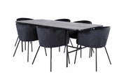 Venture Home Uno spisebord - Black / Black Veneer+Berit stol - Black / Black Velvet_6