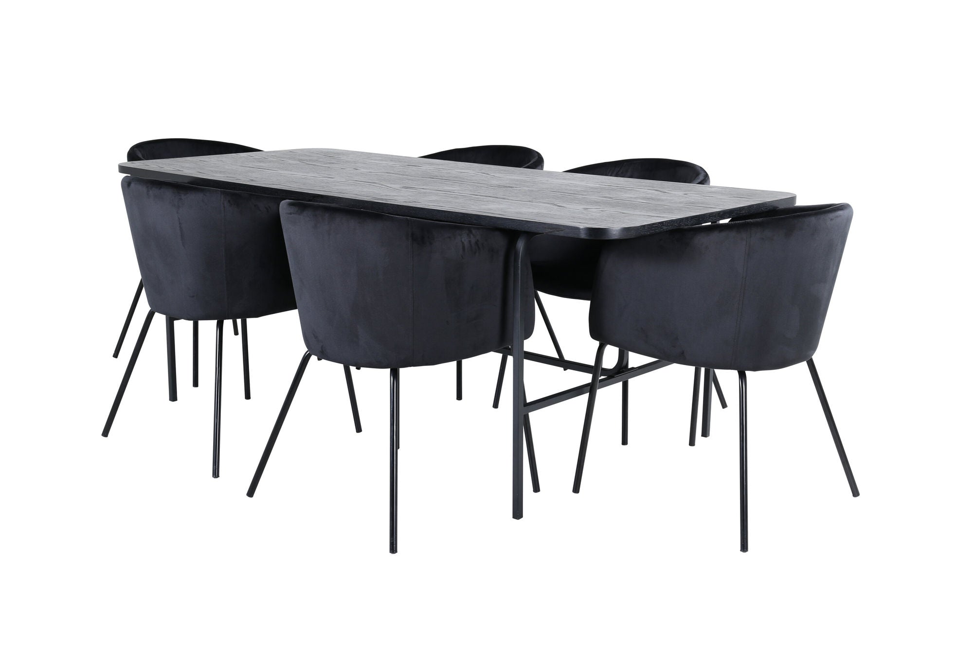 Venture Home Uno spisebord - Black / Black Veneer+Berit stol - Black / Black Velvet_6