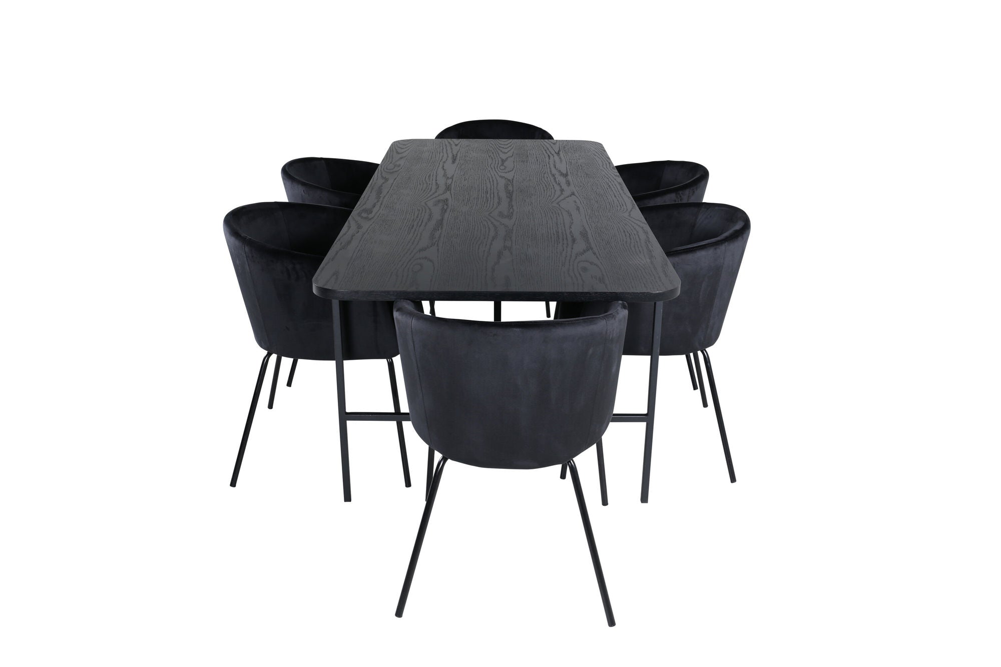 Venture Home Uno spisebord - Black / Black Veneer+Berit stol - Black / Black Velvet_6
