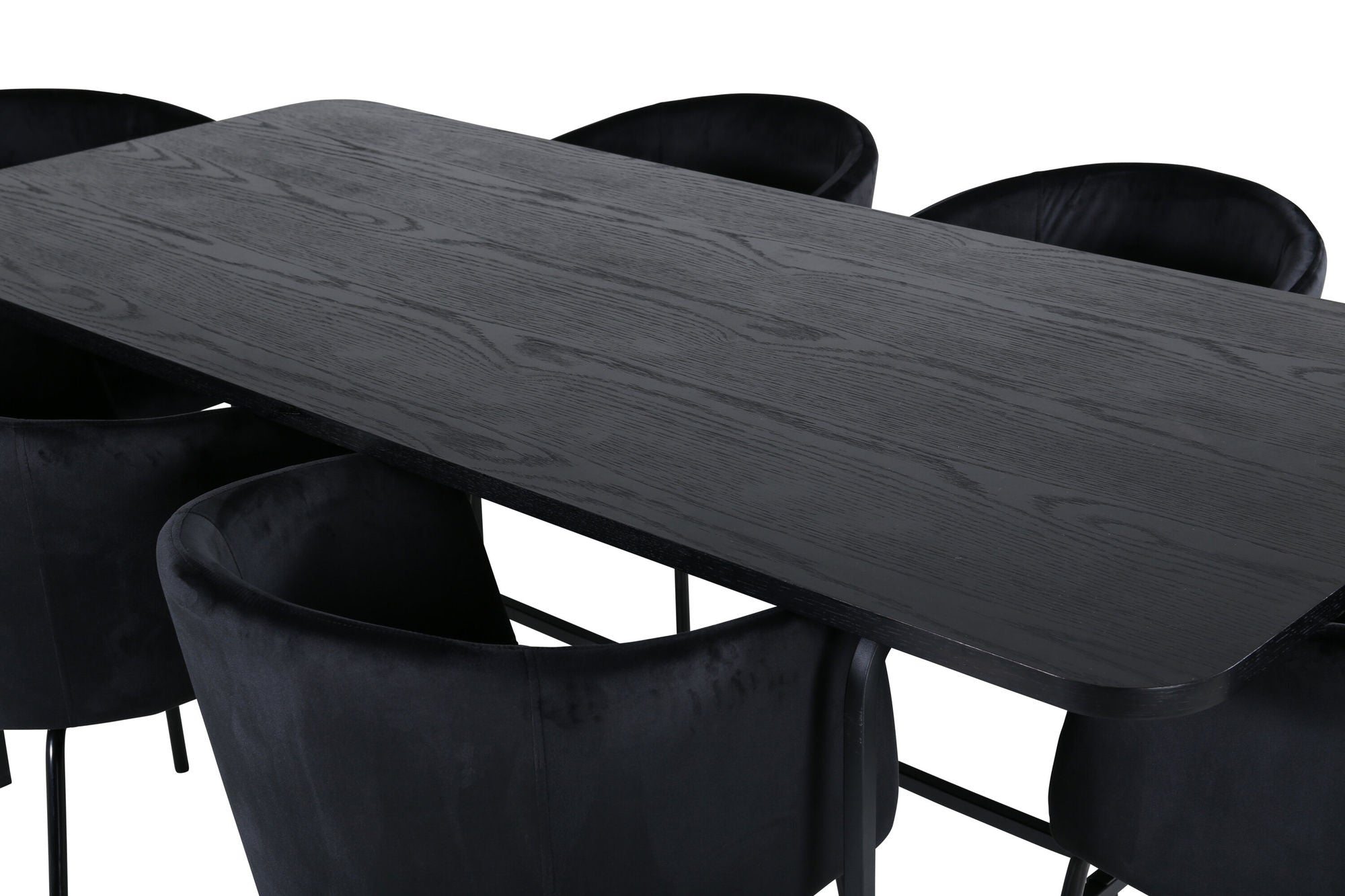 Venture Home Uno spisebord - Black / Black Veneer+Berit stol - Black / Black Velvet_6