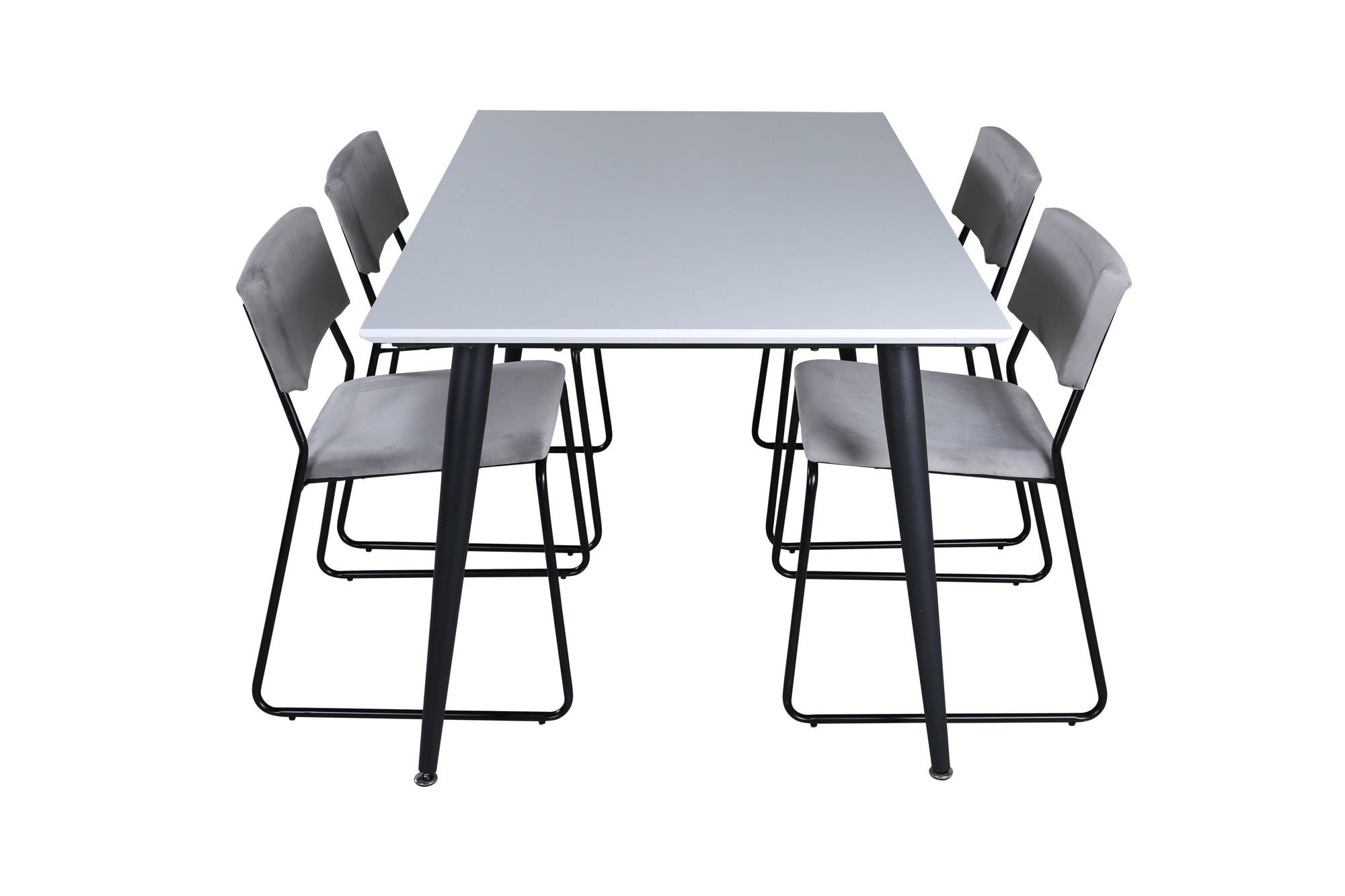 Venture Home Jimmy spisebord - Black / White HPL+Kenth stol - Black / Light Grey Velvet_4