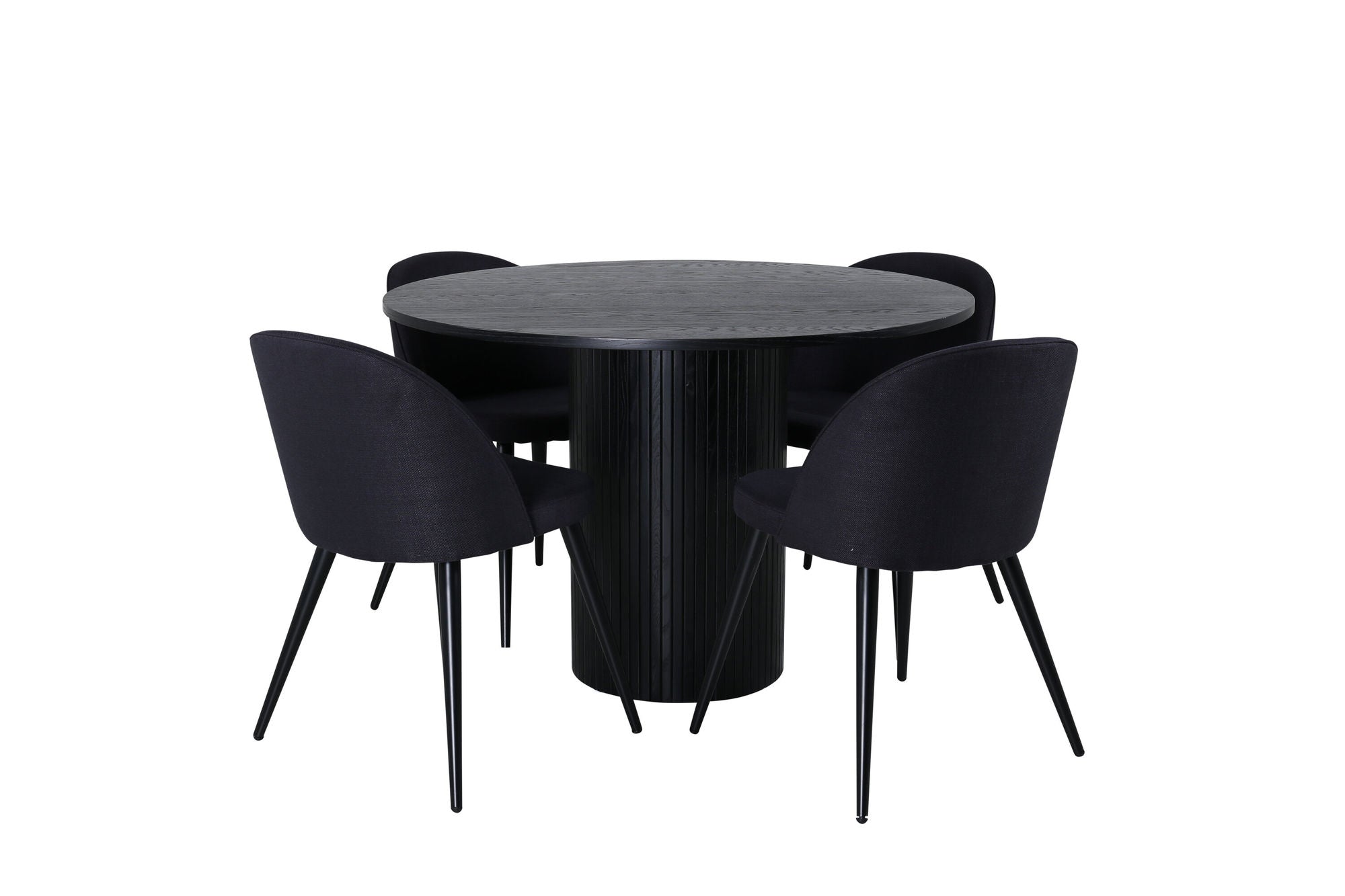 Venture Home Bianca rund spisebord , Black Black Veneer+Velvet Dining Chiar , Black legs, Black Fabric_4