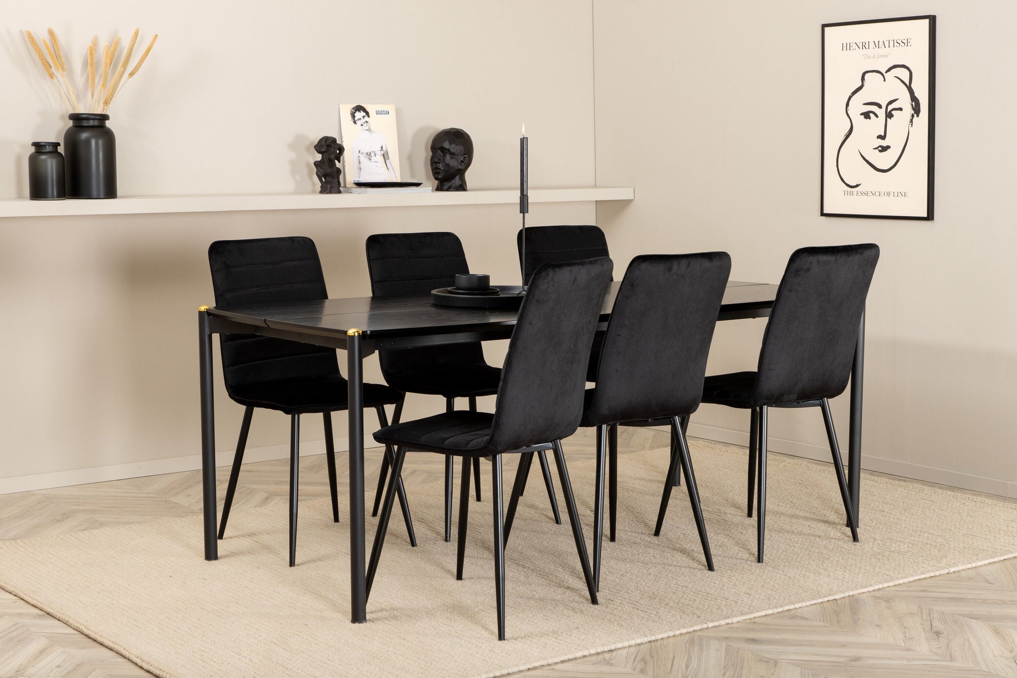 Venture Home Pelle spisebord , Black black Black+Windu Lyx stol , Black Black Velvet_6
