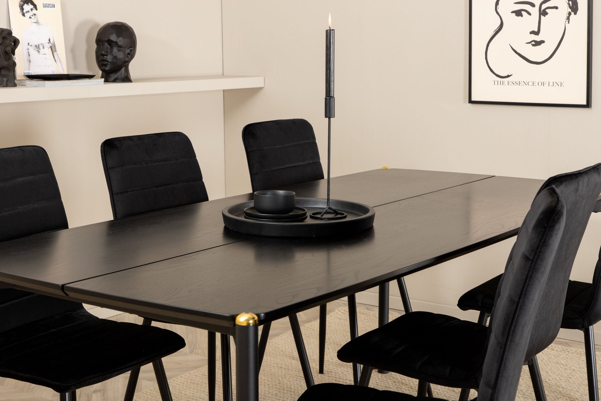 Venture Home Pelle spisebord , Black black Black+Windu Lyx stol , Black Black Velvet_6