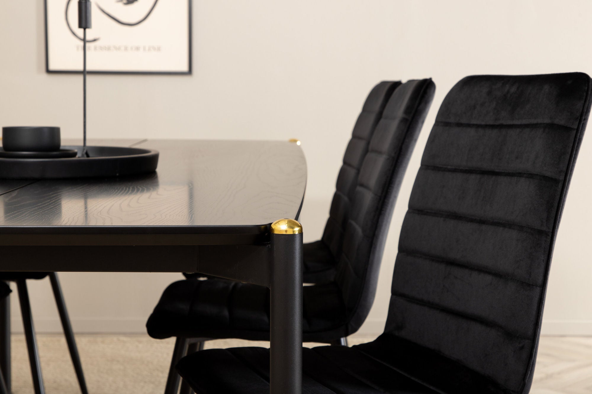 Venture Home Pelle spisebord , Black black Black+Windu Lyx stol , Black Black Velvet_6