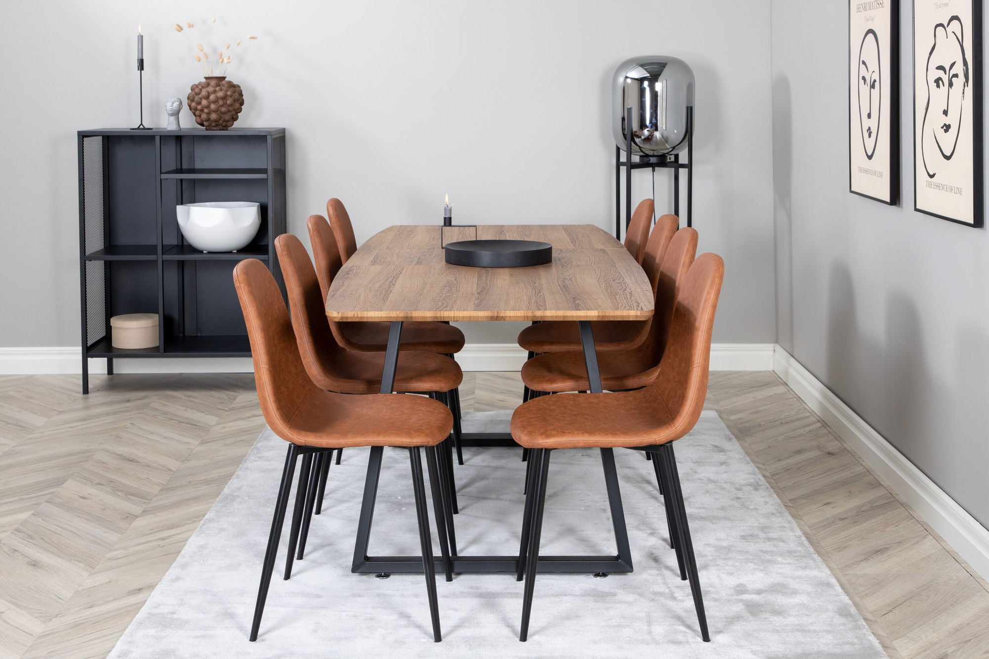 Venture Home Inca spisebord - 160/200*85*H75 - Oak / Black - Polar Spisebordsstol - Brown / Black 8