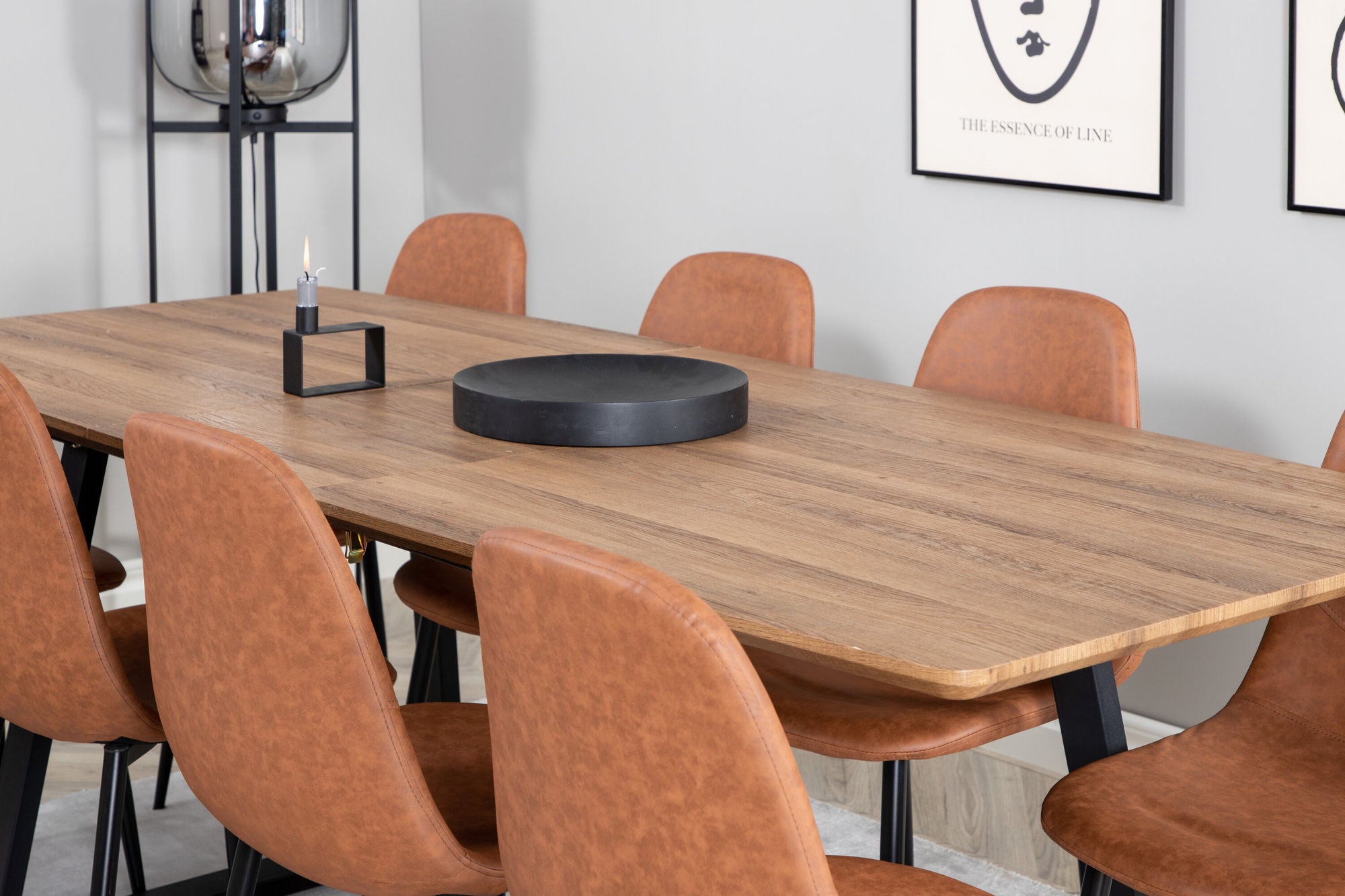 Venture Home Inca spisebord - 160/200*85*H75 - Oak / Black - Polar Spisebordsstol - Brown / Black 8