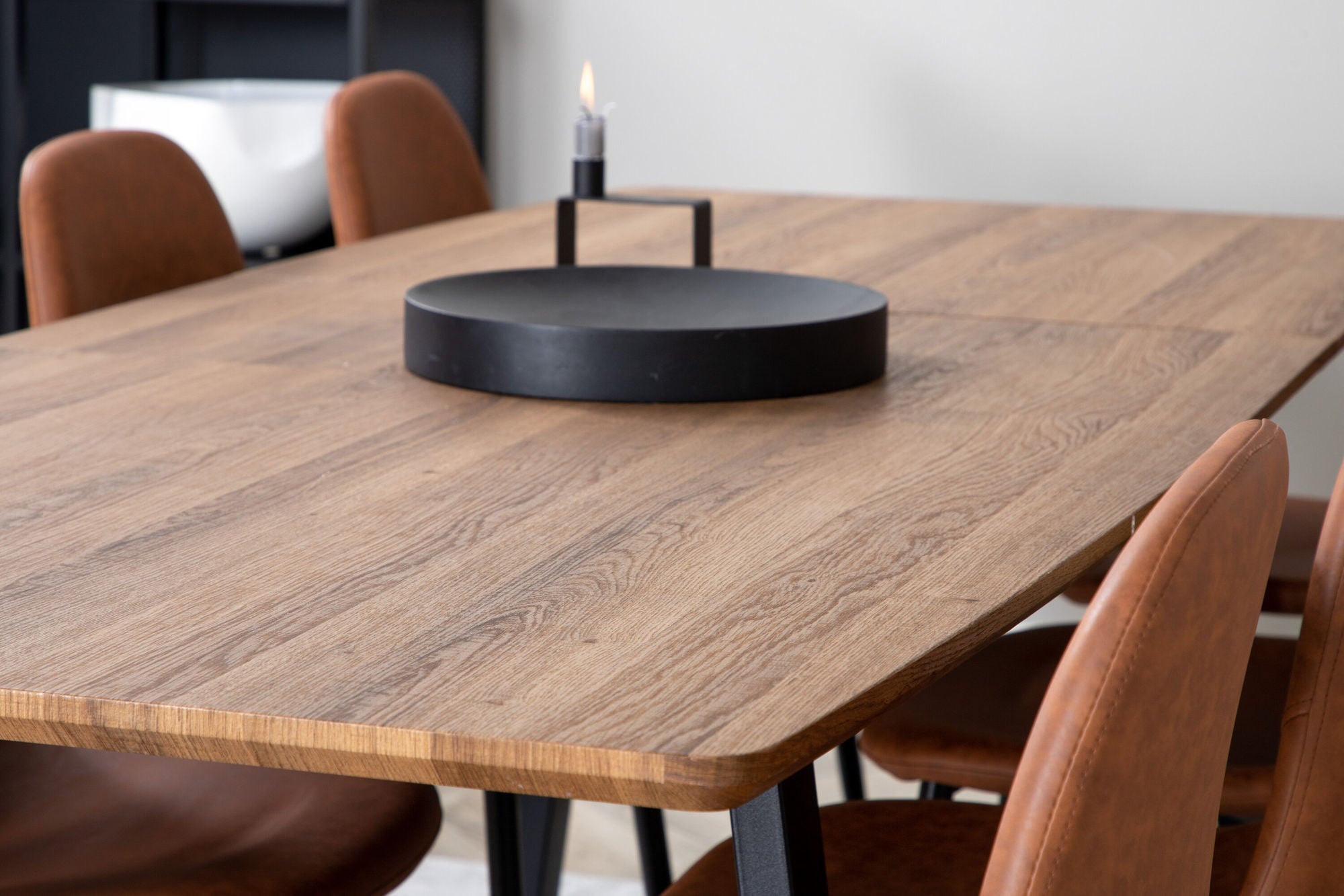 Venture Home Inca spisebord - 160/200*85*H75 - Oak / Black - Polar Spisebordsstol - Brown / Black 8
