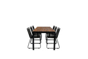 Venture Home Bois spisebord 205*90cm - Black Legs / Acacia +Lindos Stacking stol - Black Alu / Black Rope_6