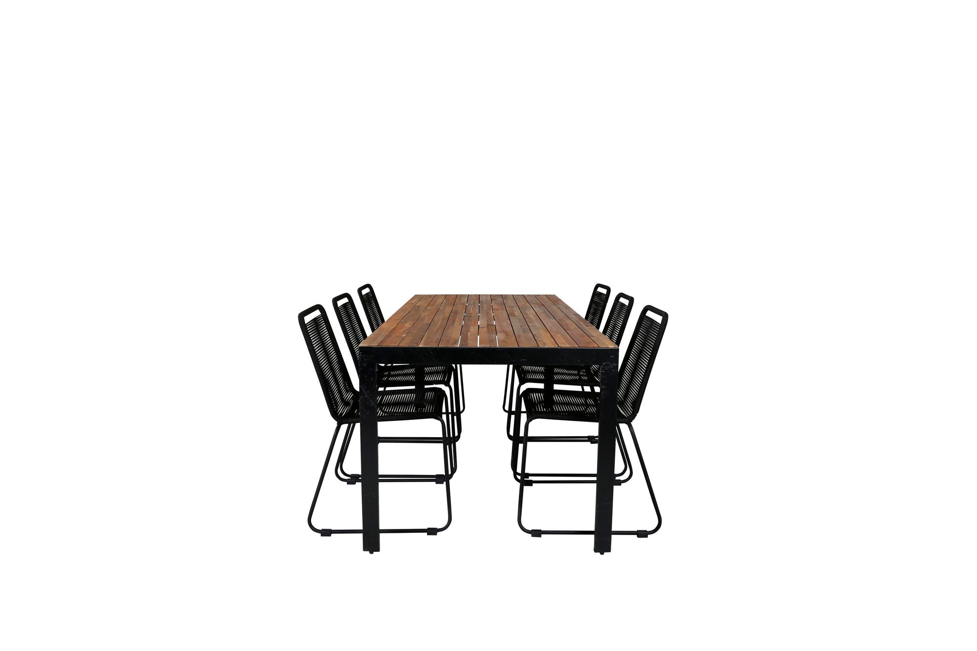 Venture Home Bois spisebord 205*90cm - Black Legs / Acacia +Lindos Stacking stol - Black Alu / Black Rope_6