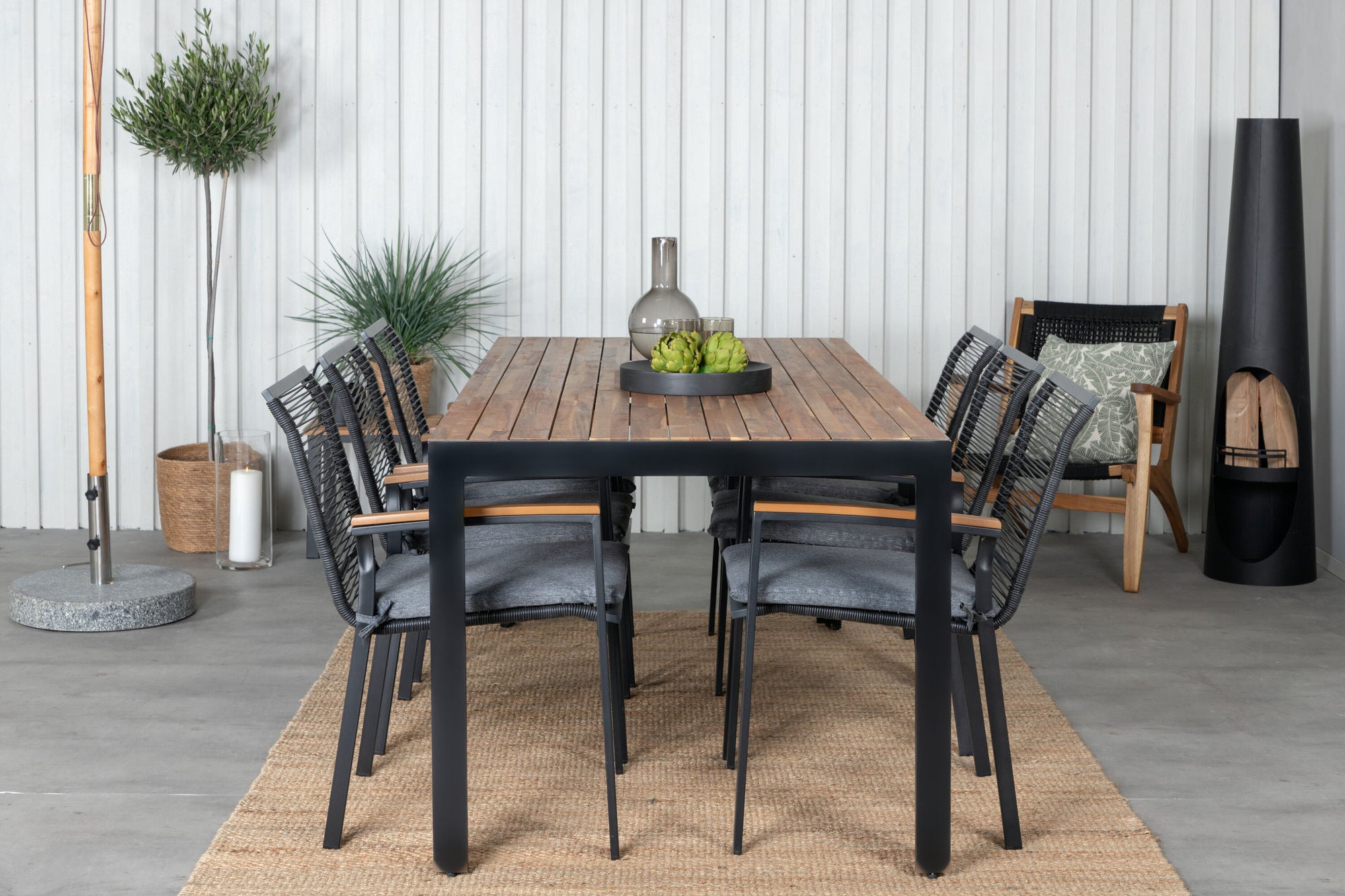 Venture Home Bois spisebord 205*90cm - Black Legs / Acacia +Dallas Spisebordsstol_6